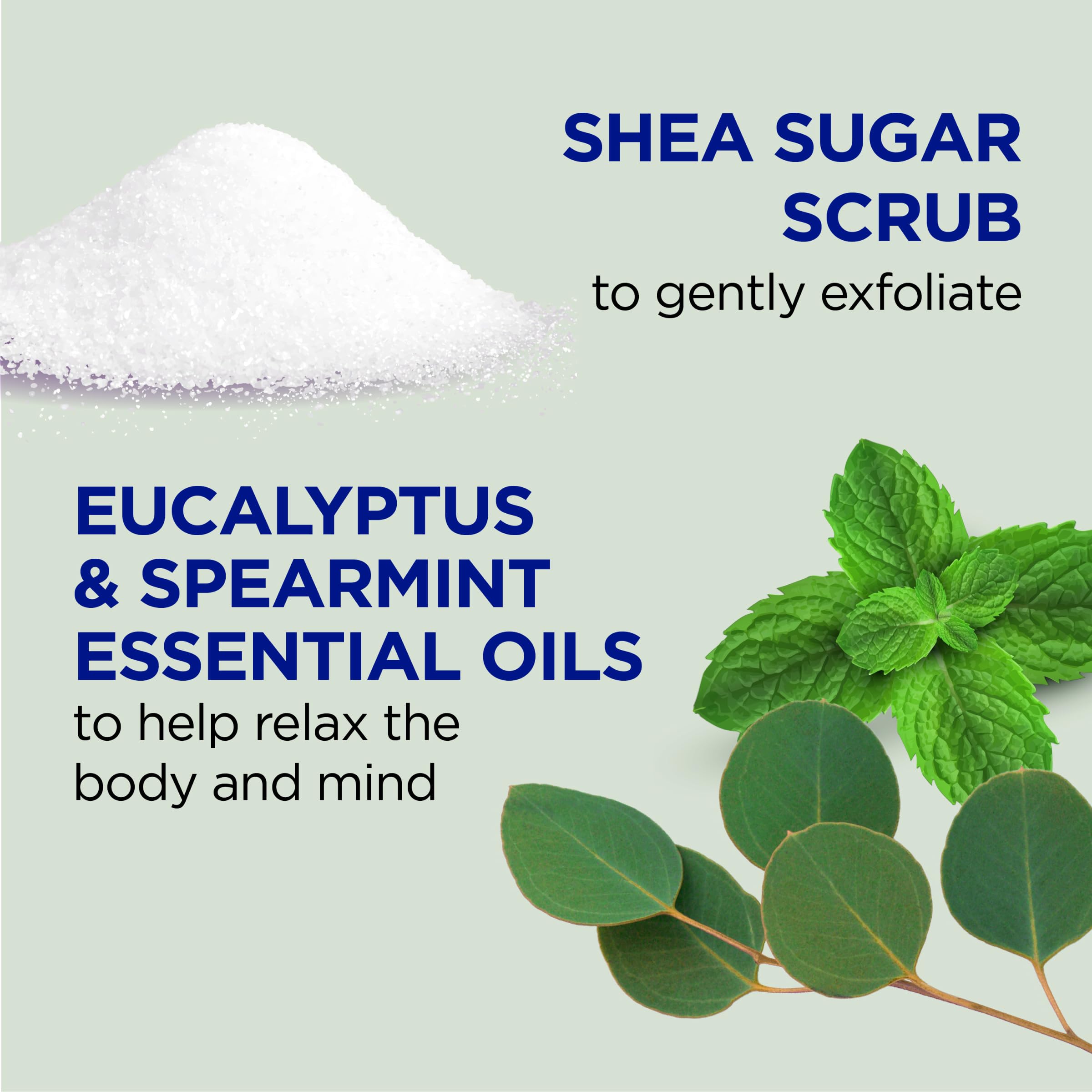 Creamy scrub texture with shea butter and oils for soft, smooth skin.