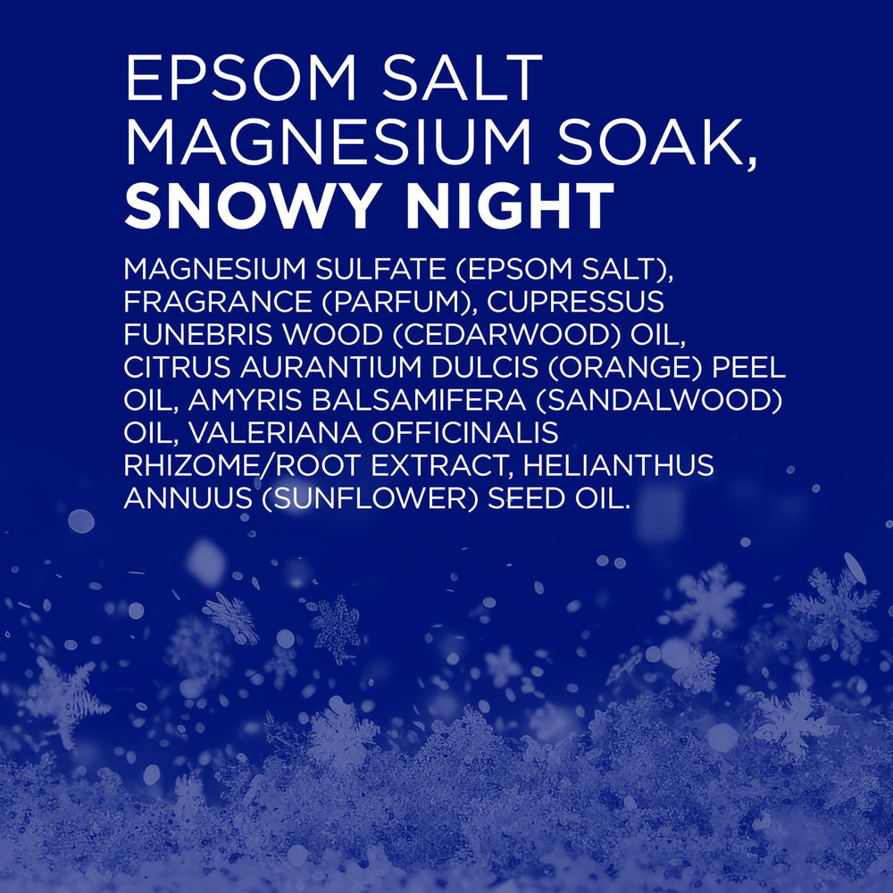 Dr Teal's Snowy Night essential oil blend image suggests peaceful evenings.