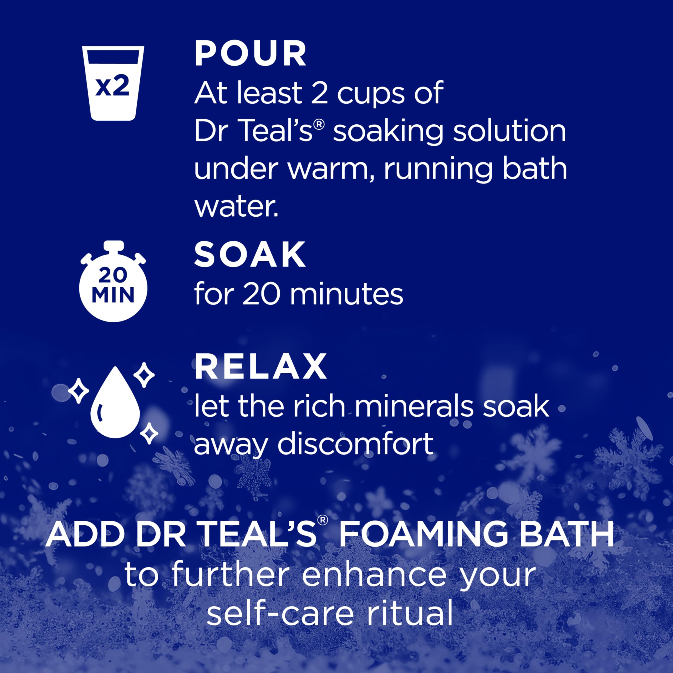Dr Teal's Snowy Night spa bath setting conveys calm and aromatic notes.