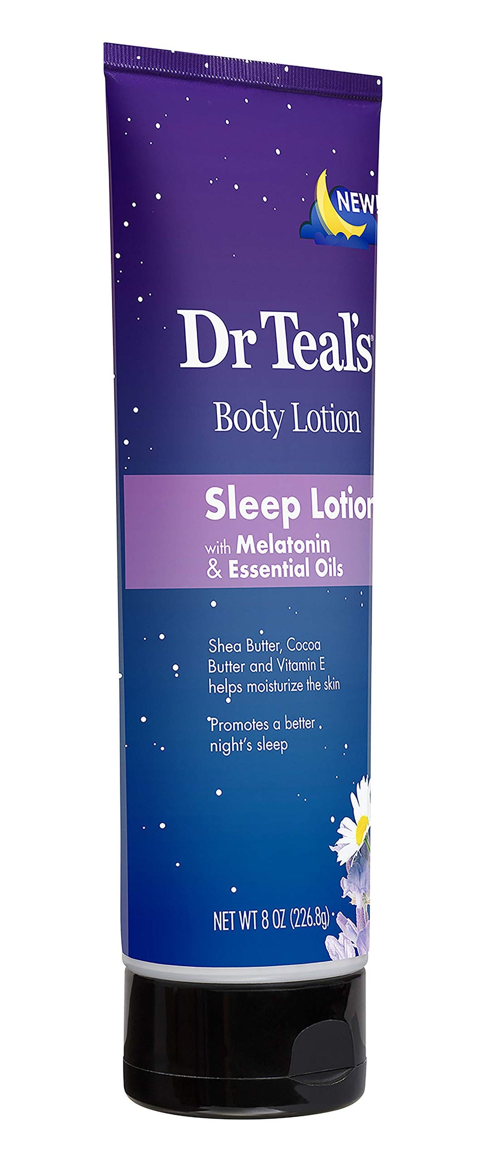 Dr Teal's textura cremosa cuida la piel antes de dormir.