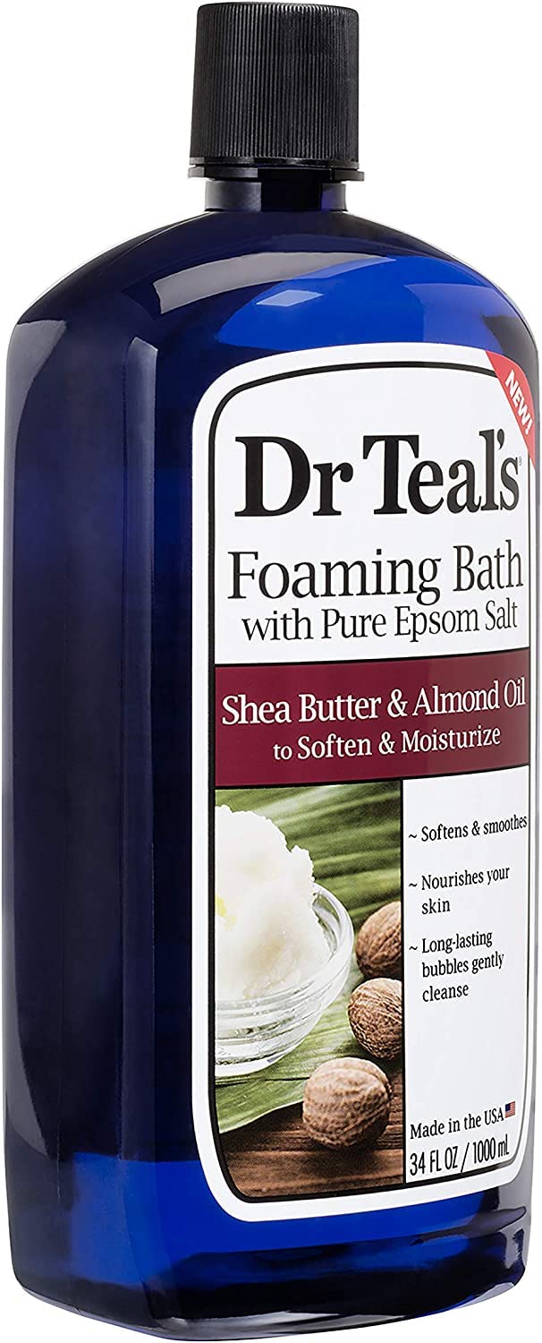 Dr Teal's Vitamin C & Citrus, botella de baño espumoso, aporta brillo ligero.