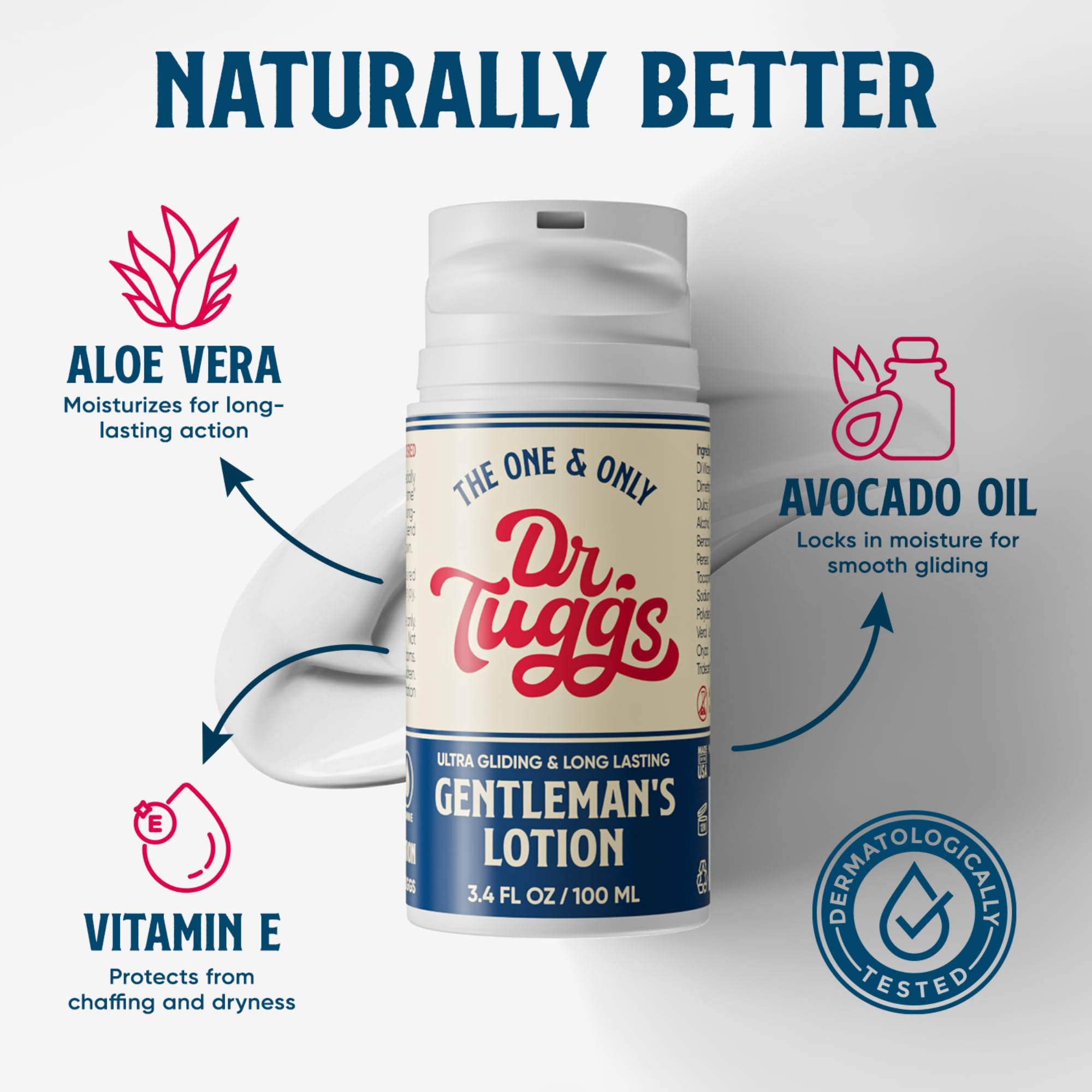 Deslizamiento duradero con Dr. Tuggs Loción para Caballeros.