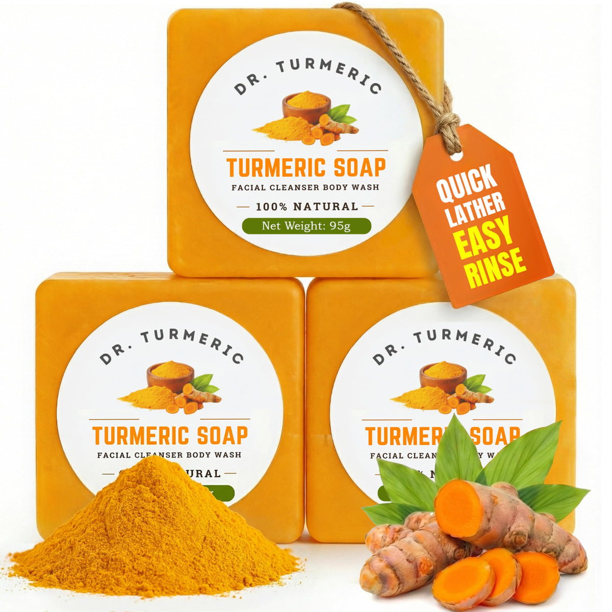 Dr. Turmeric jabón de cúrcuma: barra de limpieza suave para la piel.