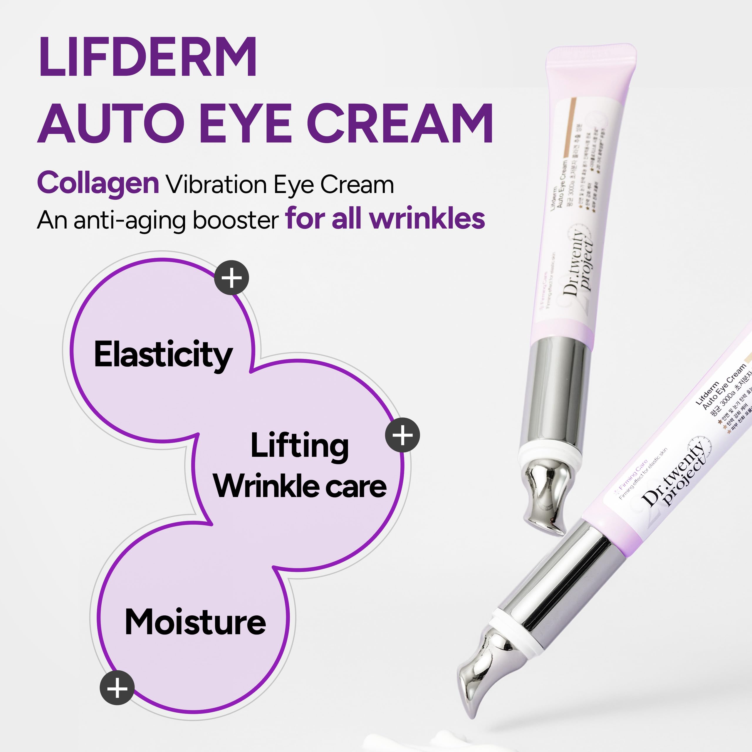 Dr.twentyproject Lifderm collagen detail 300Da highlights smoother eye area.