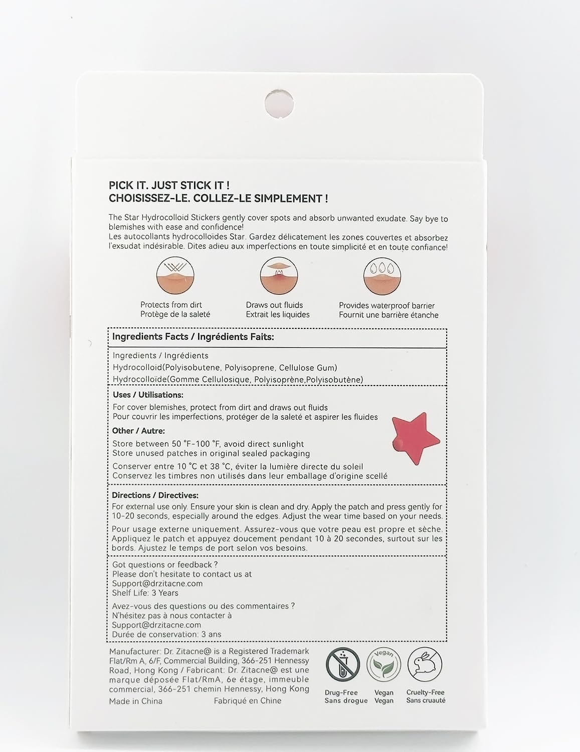 Dr. Zitacne patches easy apply and painless removal
