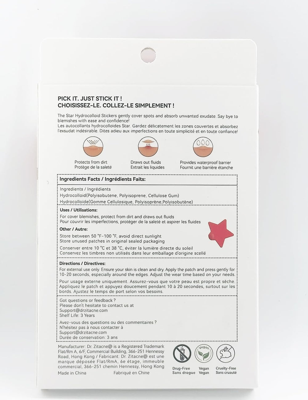 Dr. Zitacne patches easy apply and painless removal