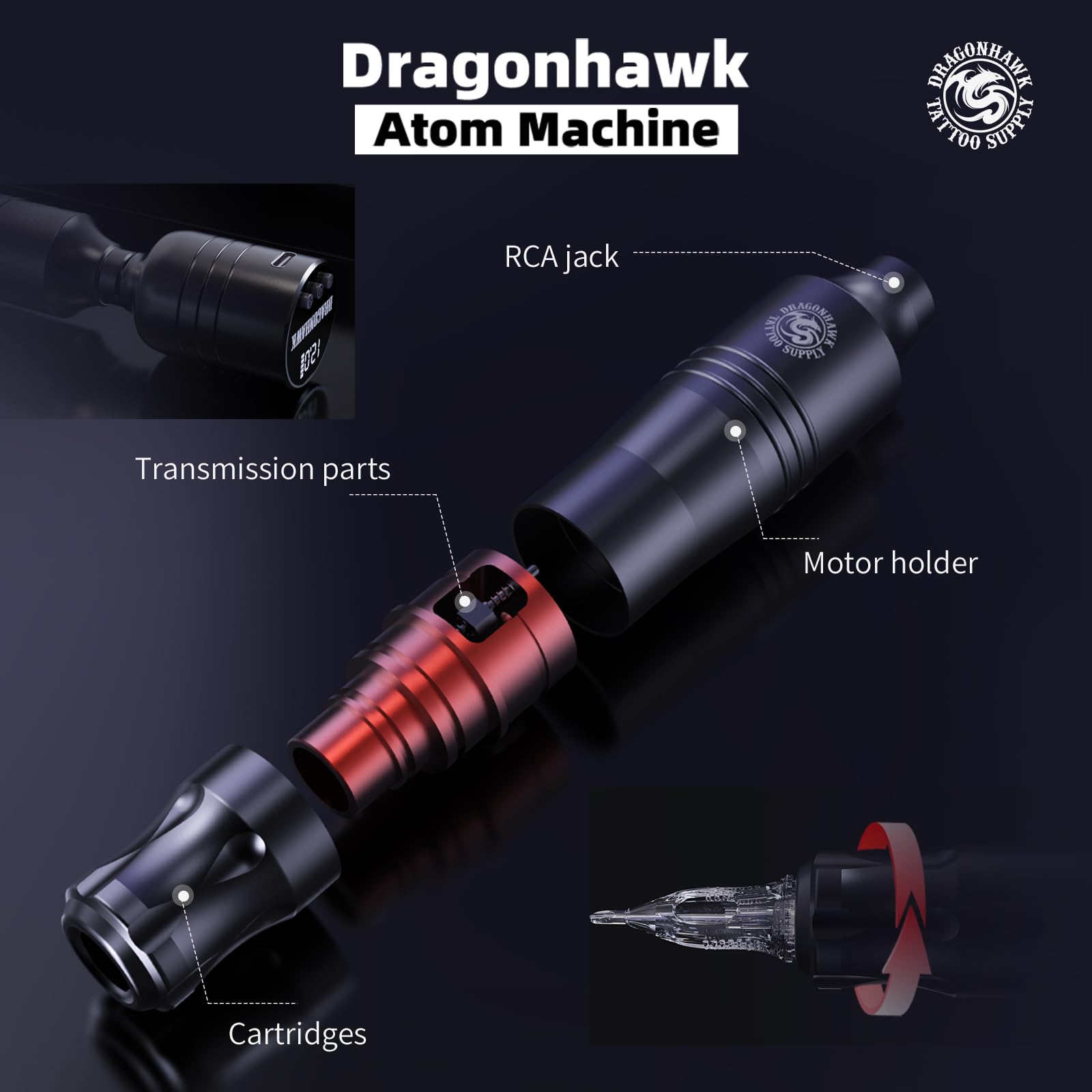 Dragonhawk Atom starter kit in an unboxing view showing contents