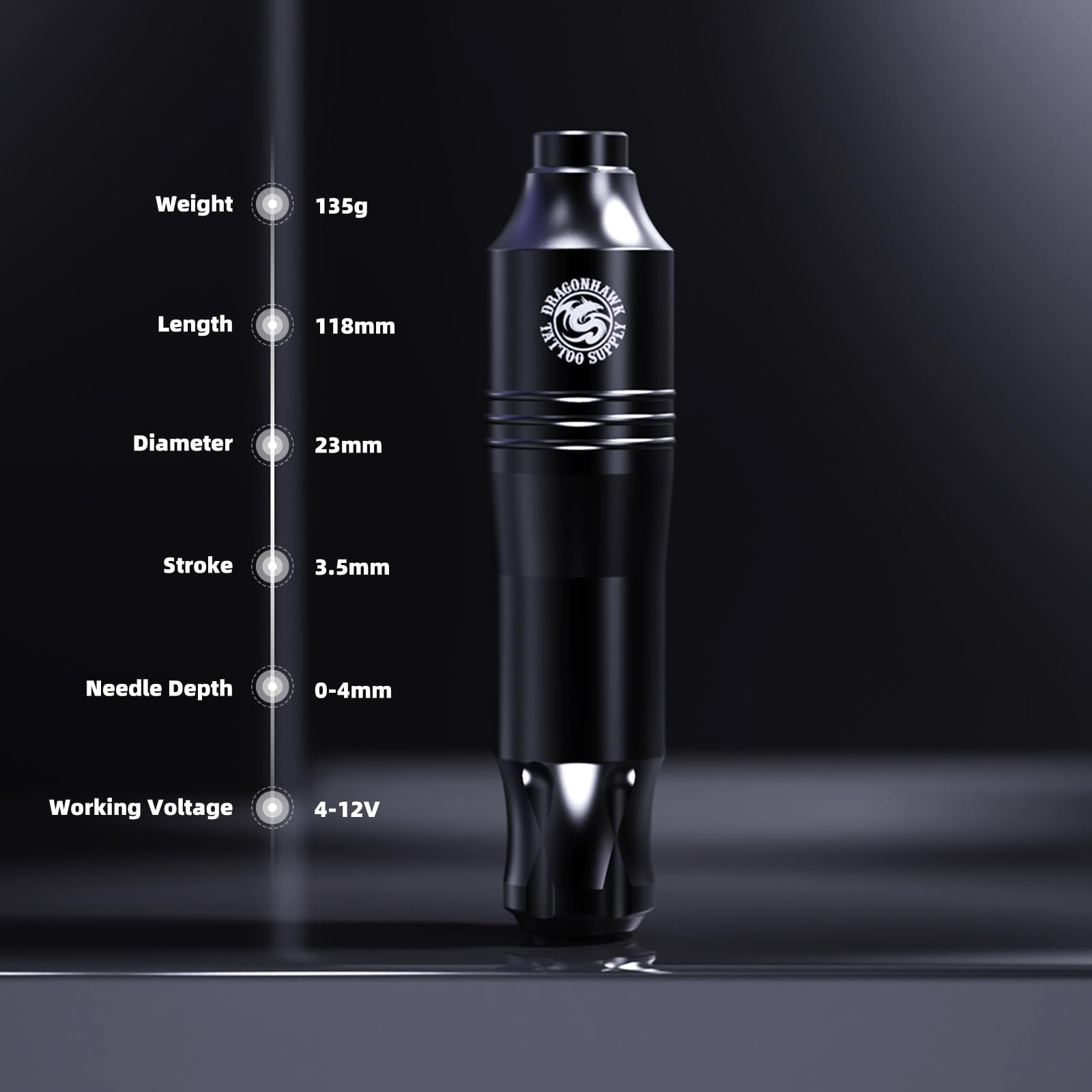 Dragonhawk black ink bottle complements the kit for quick practice sessions