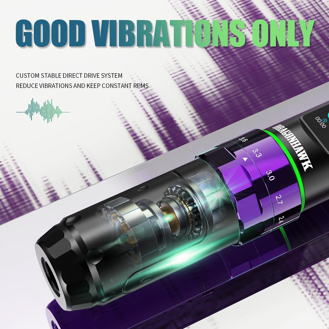 Dragonhawk L3 two batteries enable extended cordless operation between charges.