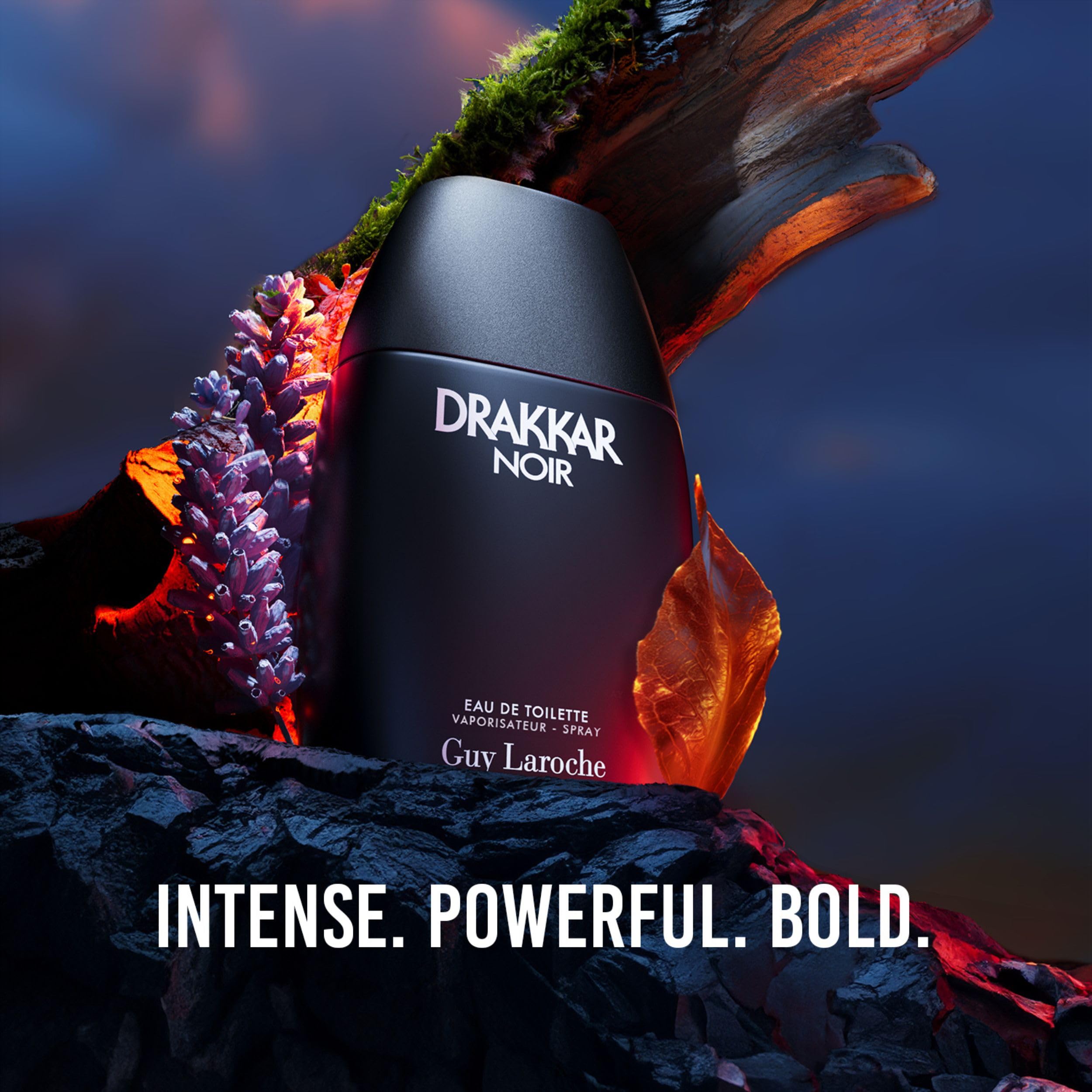 Drakkar Noir bottle cap texture emphasizes premium construction and masculine appeal.