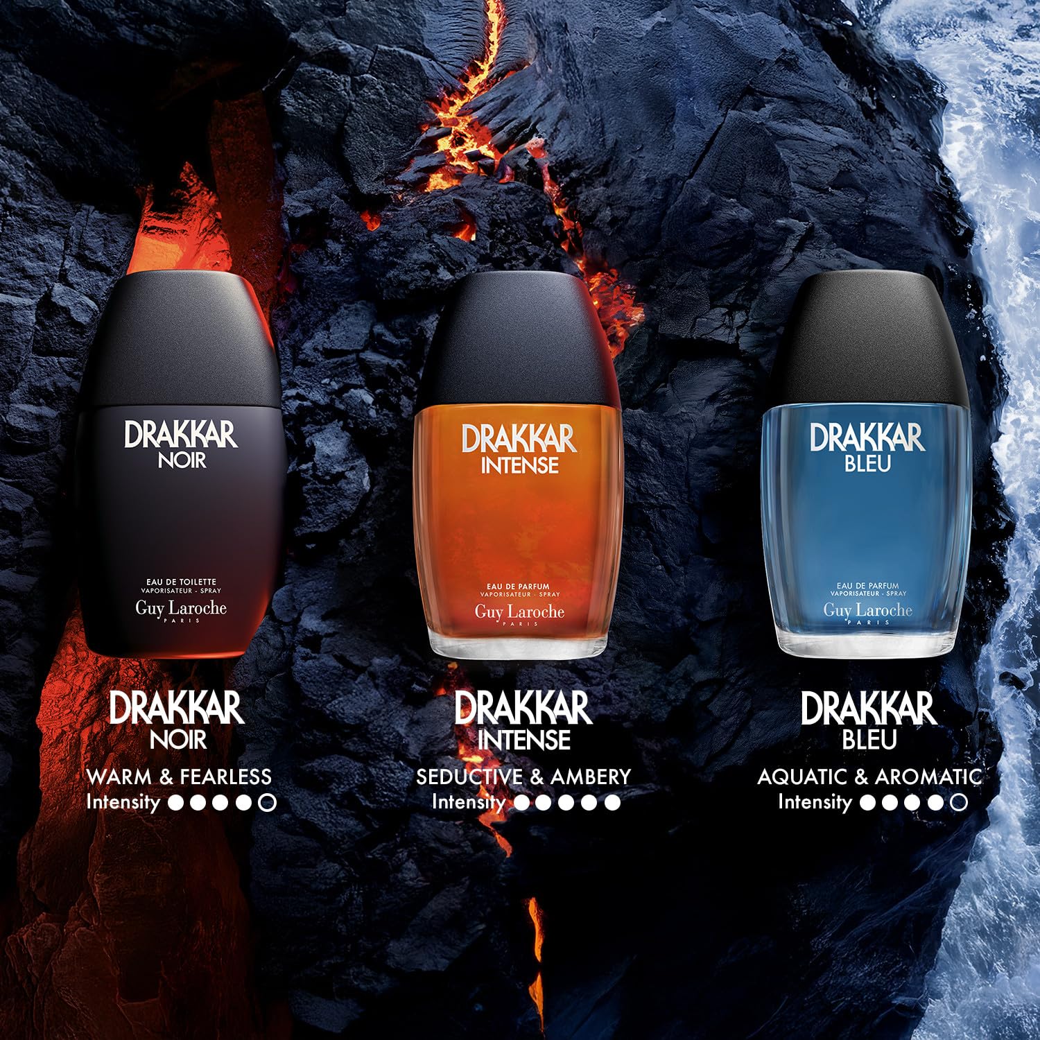 Drakkar Noir top-note visual emphasizes coriander and lavender for a fresh opening.