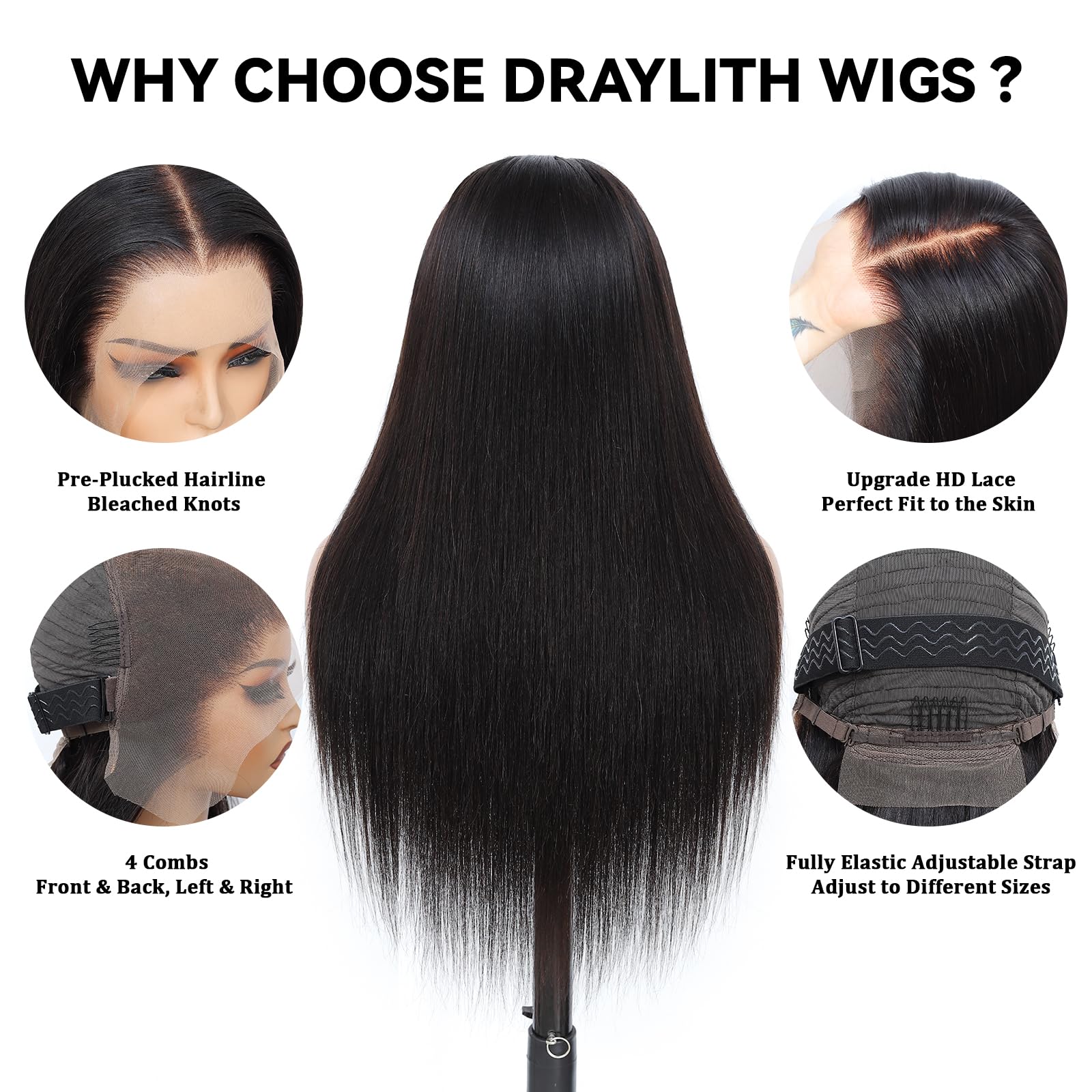 Draylith 200 density straight hair yields fuller, defined styles