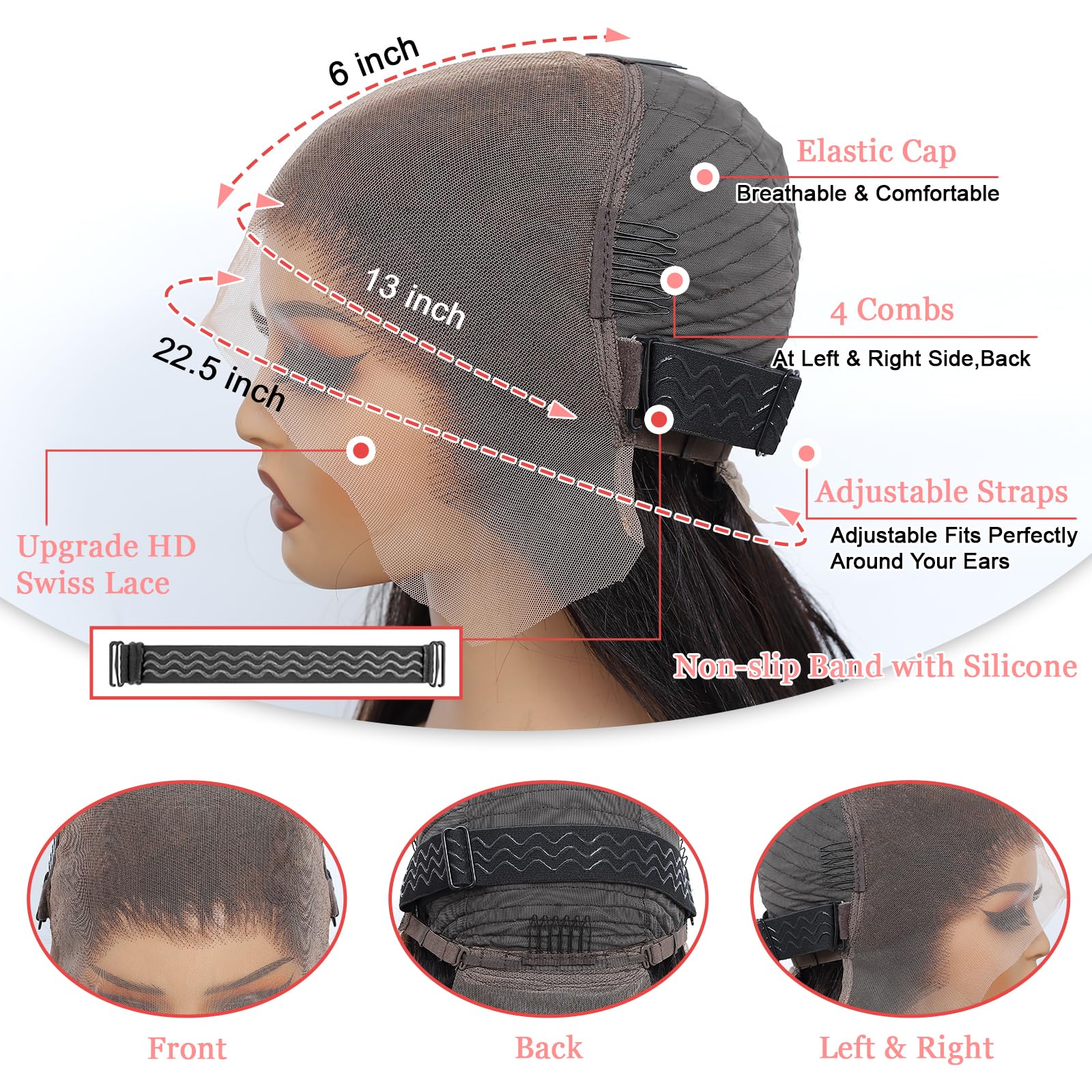 Draylith glueless cap with adjustable band for secure, comfortable fit
