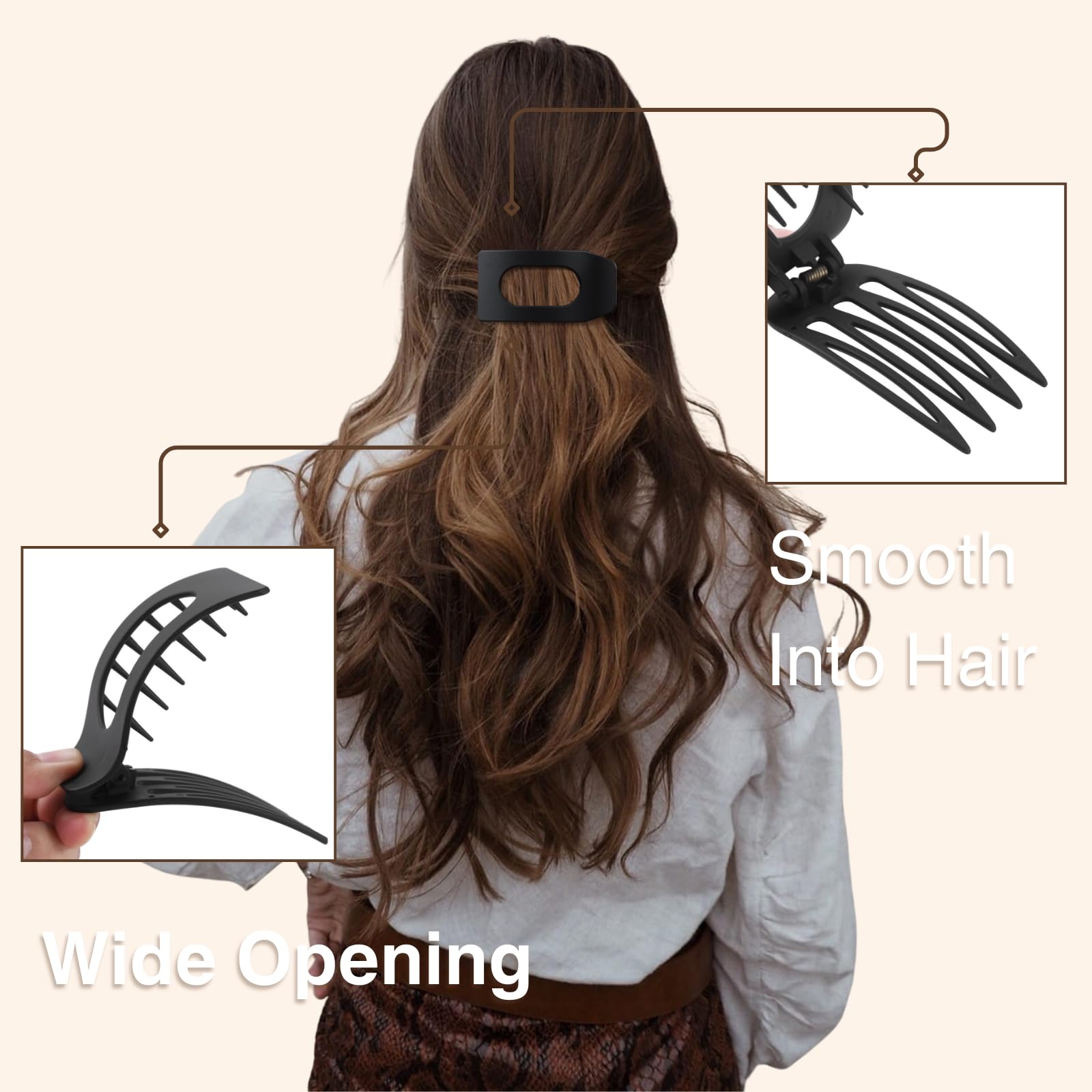 Drealoe clip rectangular mate espresso profundo para cabello oscuro