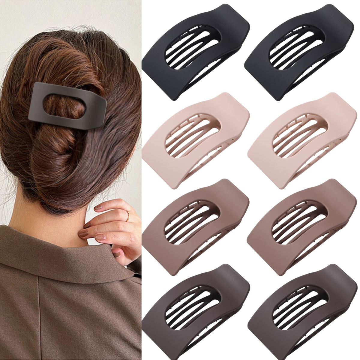 Drealoe clip rectangular mate negro para uso diario con sujeción estable