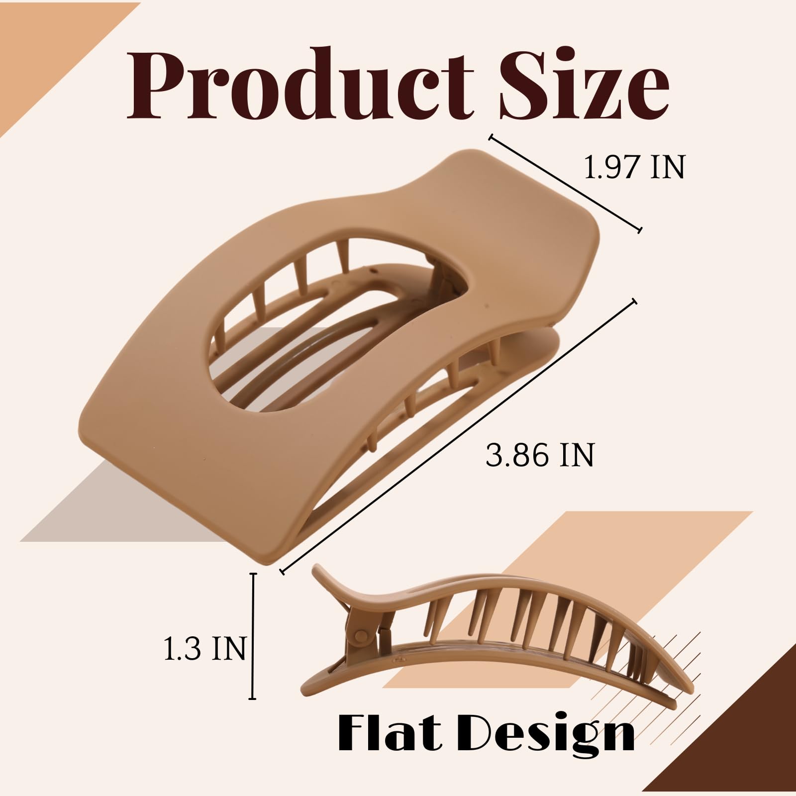 Pinza rectangular grande Drealoe, agarre firme para cabello grueso o fino