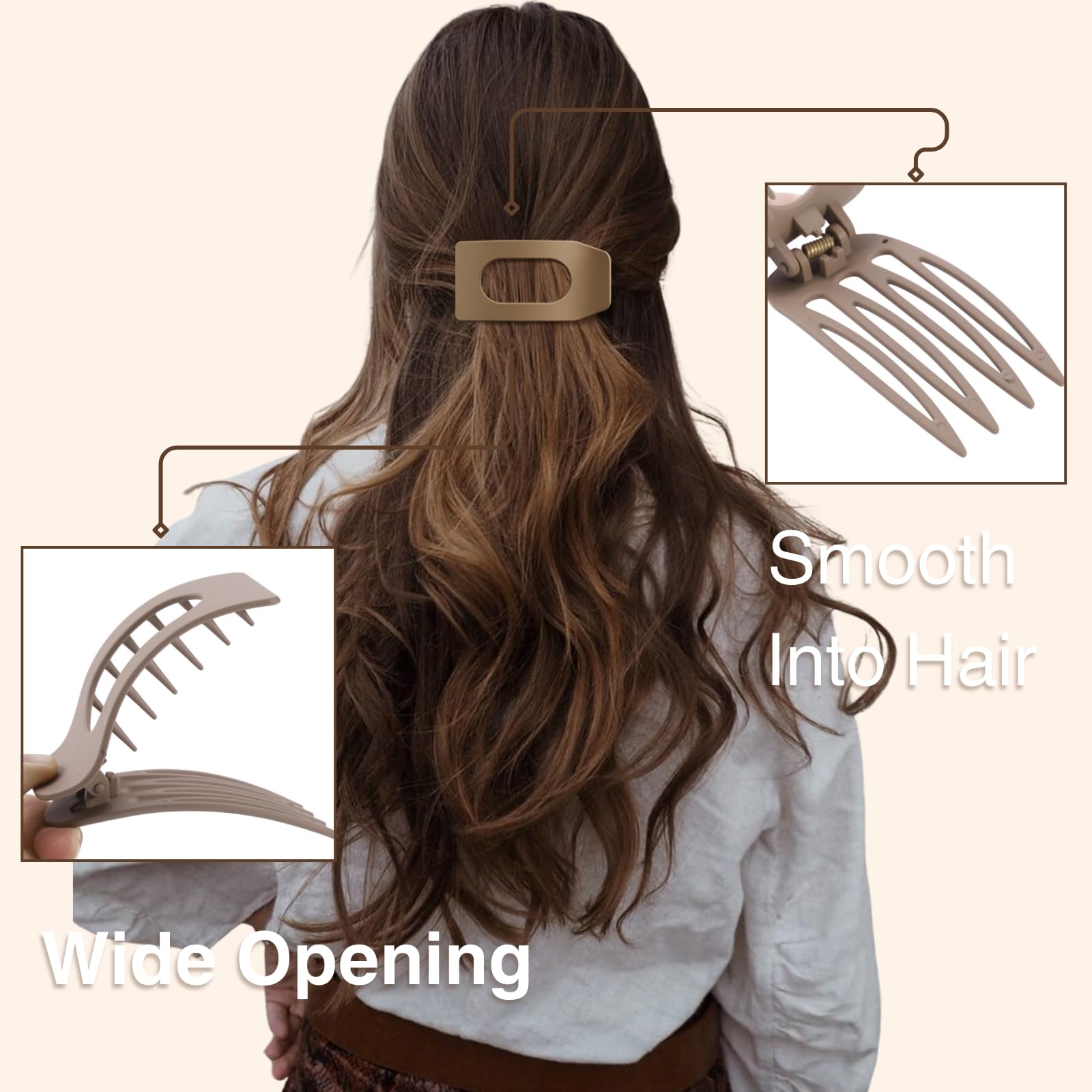 Pinza rectangular Drealoe para todo tipo de cabello, sujeción estable