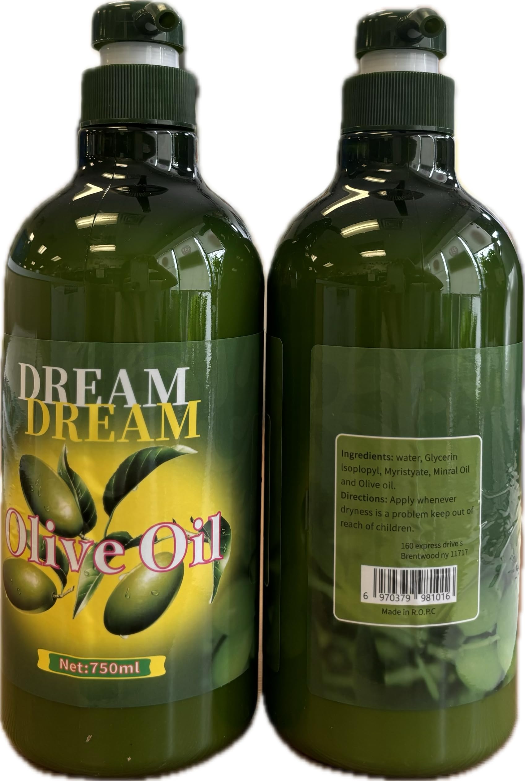Dream Dream body olive oil lotion bottle on shelf offers smooth, non-greasy hydration.