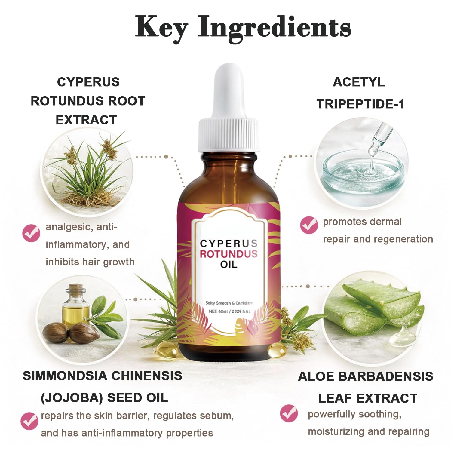 DreamCatching Cyperus Rotundus Oil: aplicación suave en la piel con masaje.