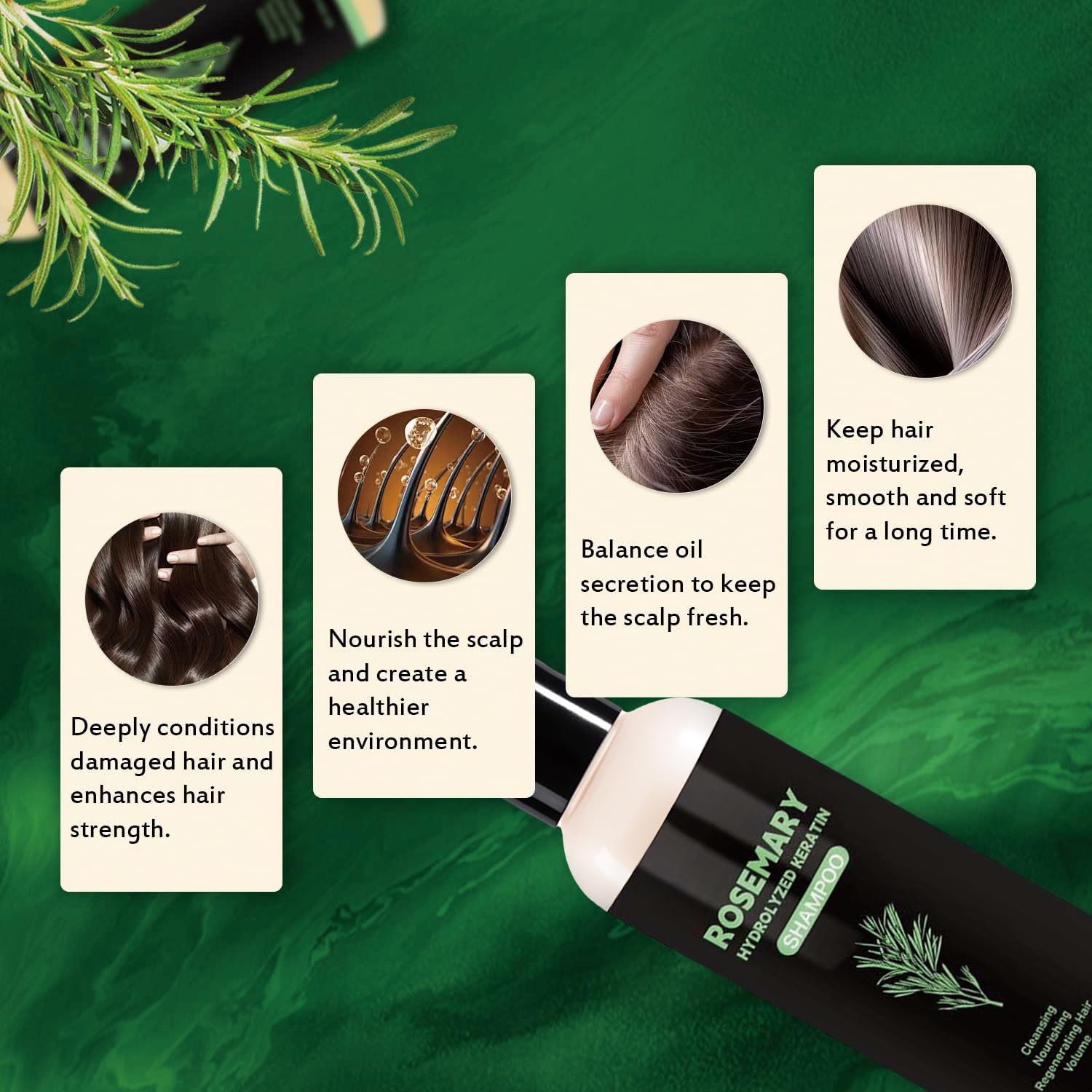 DreamCatching Rosemary Shampoo - envase de 200 ml para uso práctico diario