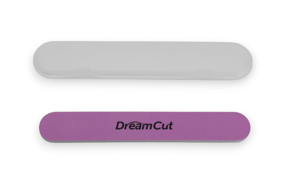 DreamCut dual-sided emery board for shaping and buffing nails.