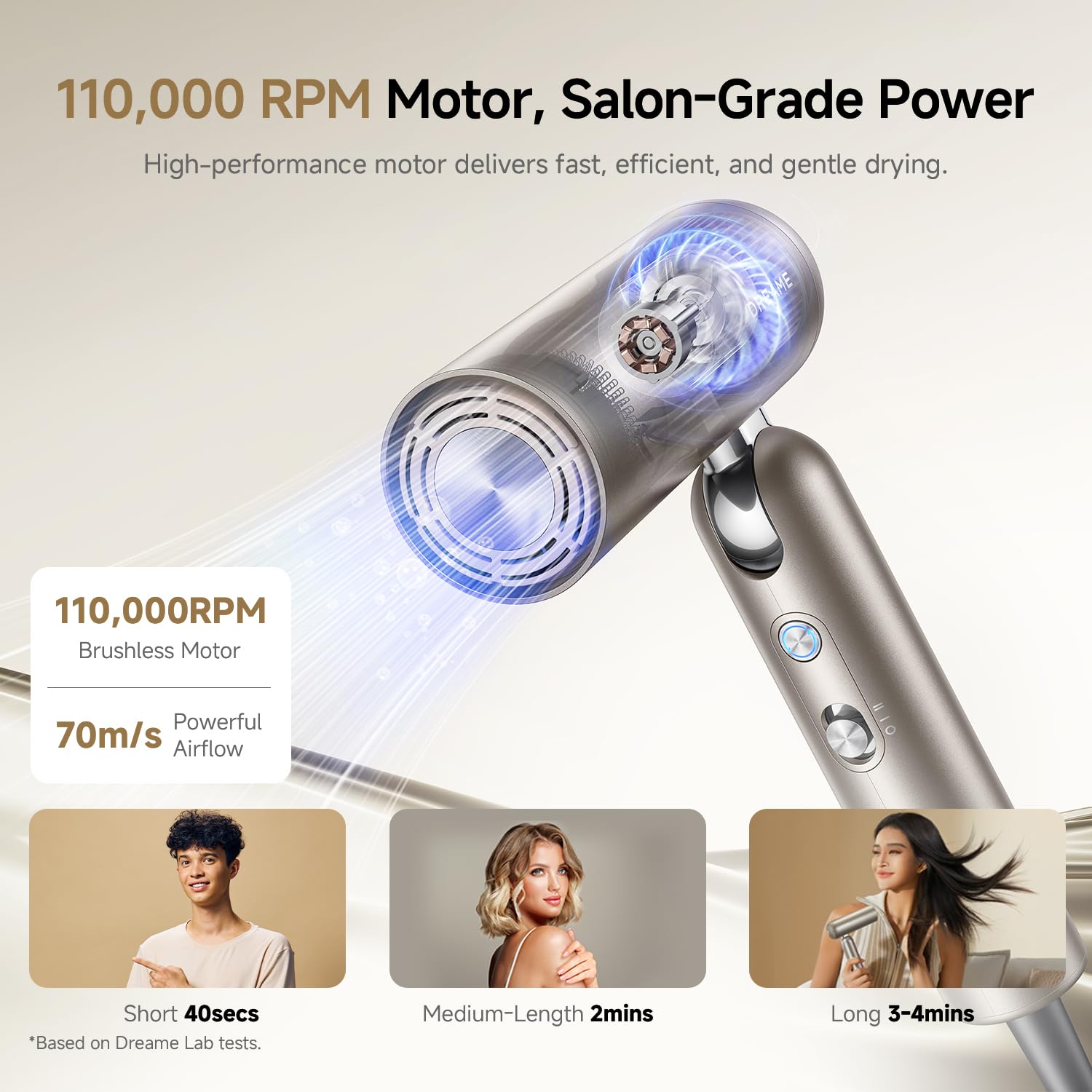 Dreame Pocket Pro 110000 RPM motor for quick styling