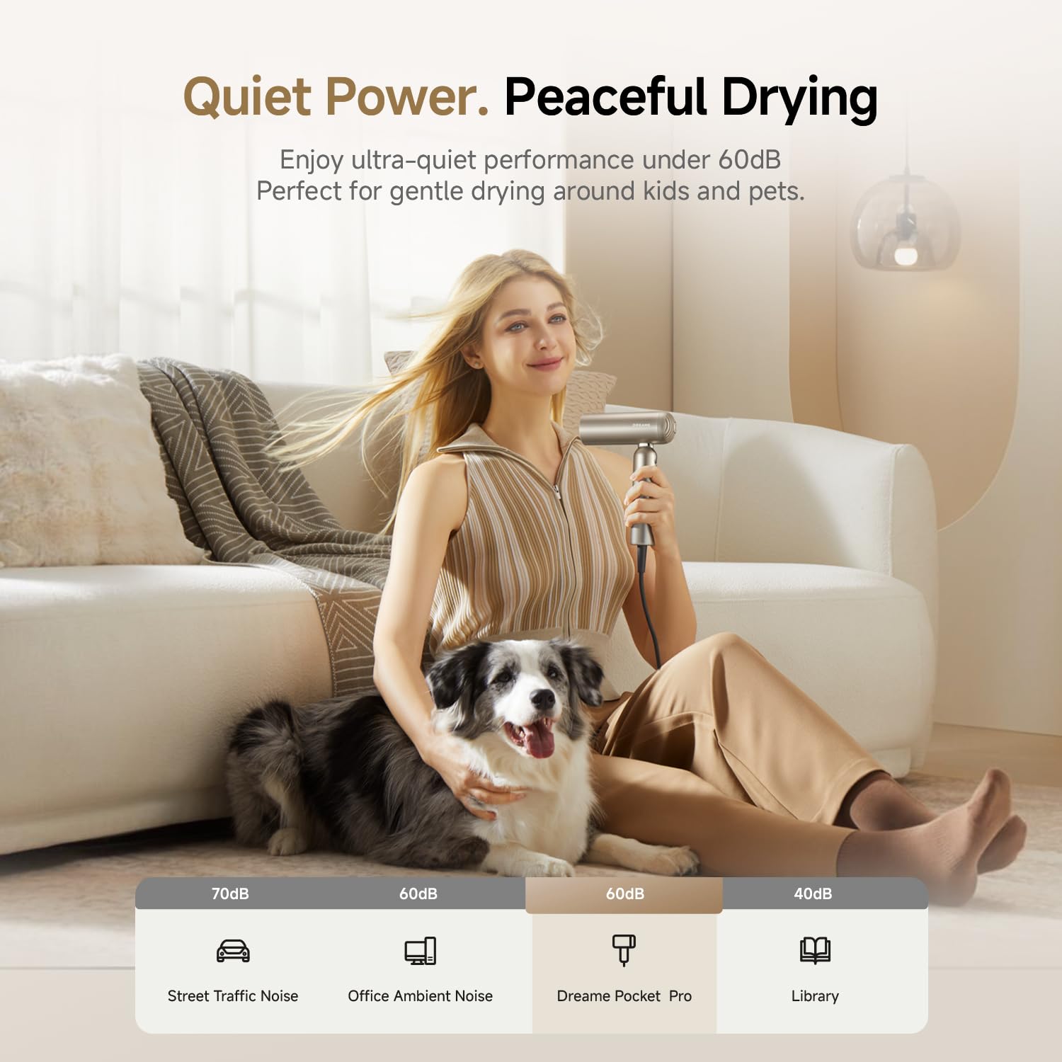 Dreame Pocket Pro low-noise operation during styling