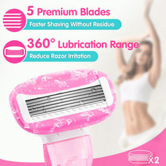 DreamGenius travel razor cartridge showing five blades for a smooth, irritation-free shave.