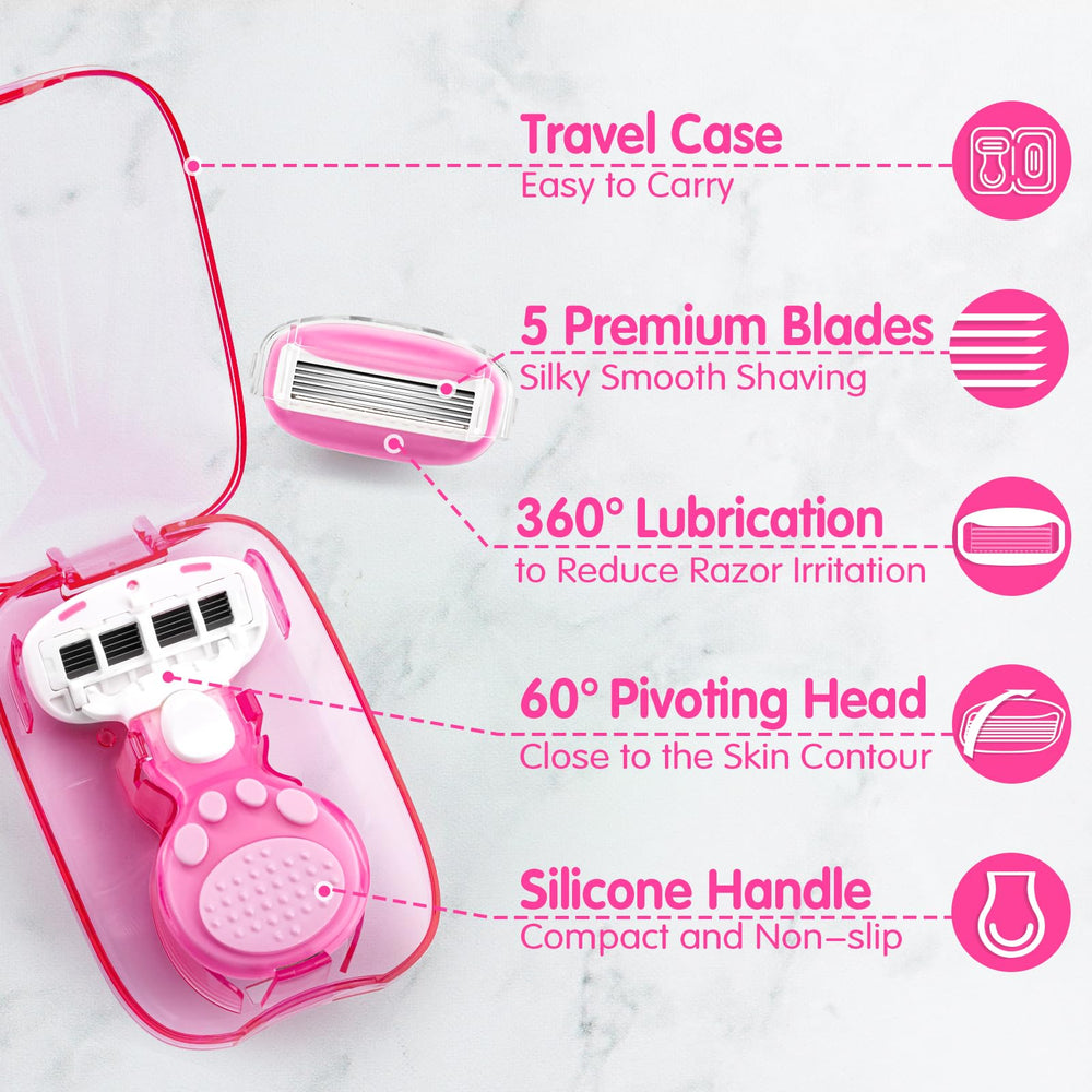 DreamGenius pink-housing travel razor adds stylish, compact design for women on the move.
