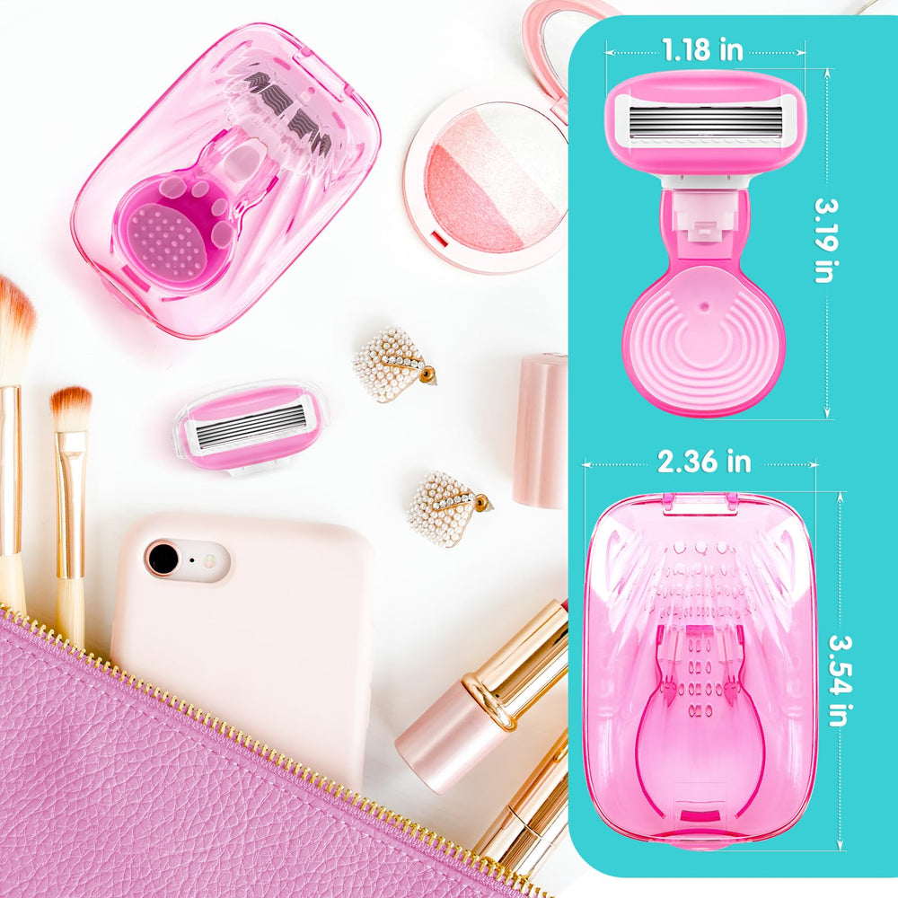 DreamGenius travel pack with razor, cartridges, and case for easy packing.