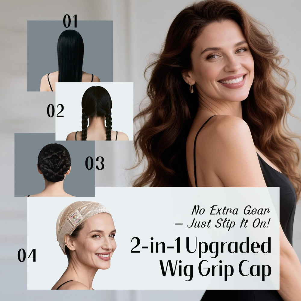 Dreamlover glueless wig cap with adjustable fit via hook-and-loop fastener.