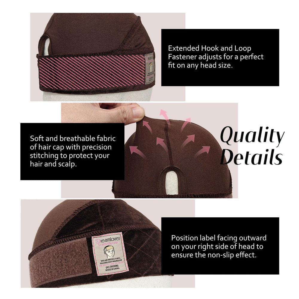 Dreamlover secure-fit cap ideal for hair loss or bald heads.