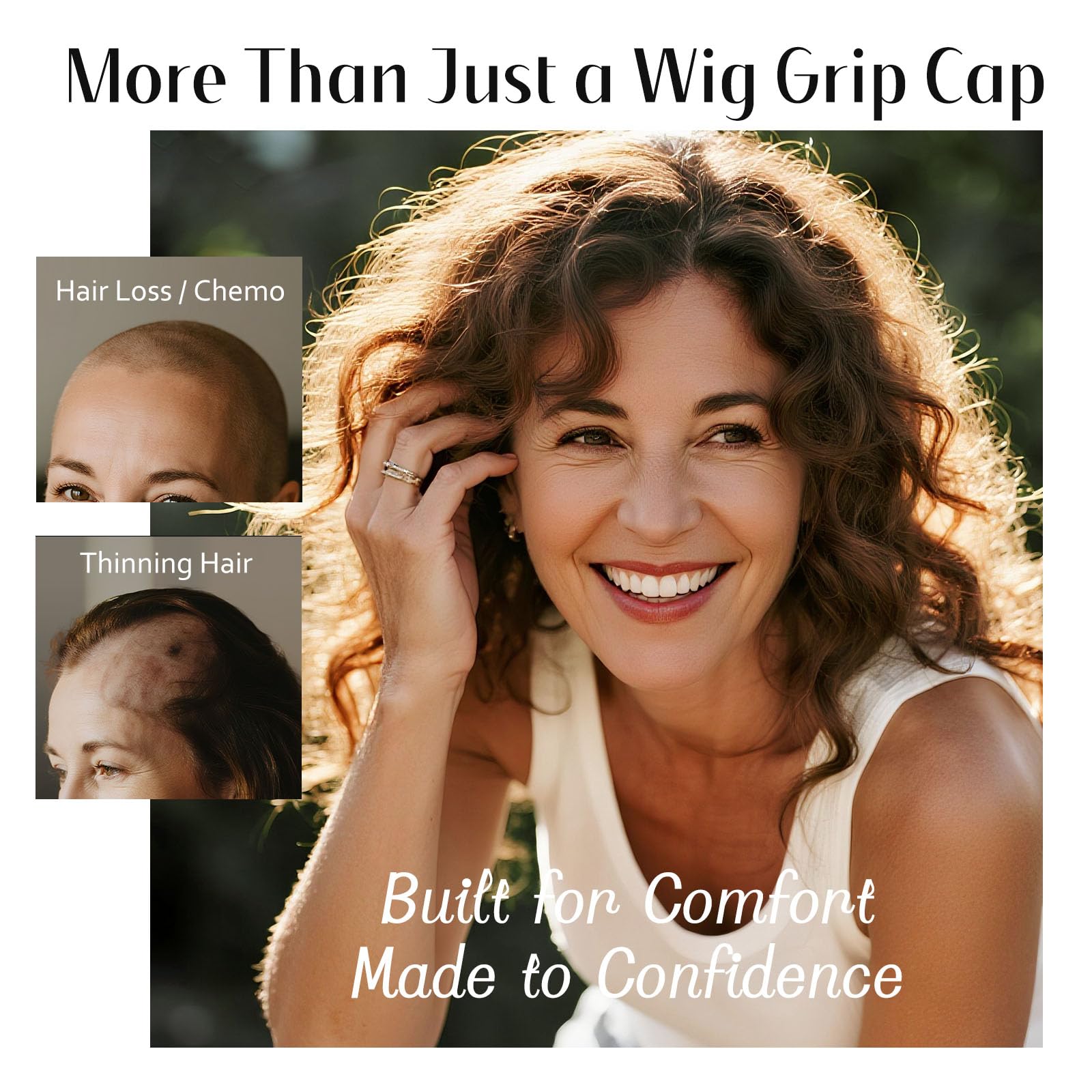 Dreamlover wide wig grip cap brown close-up of velvet band for secure hold
