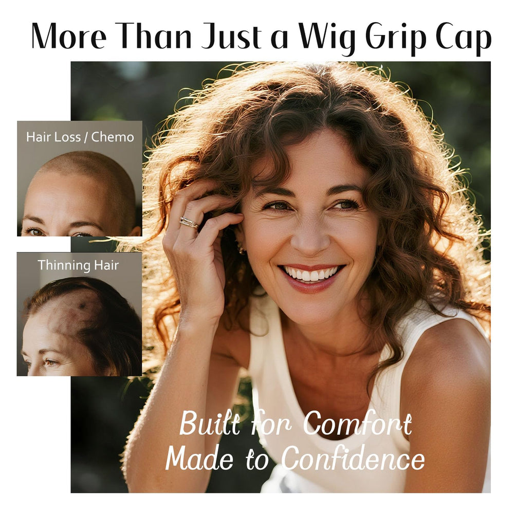 Dreamlover wide wig grip cap brown close-up of velvet band for secure hold