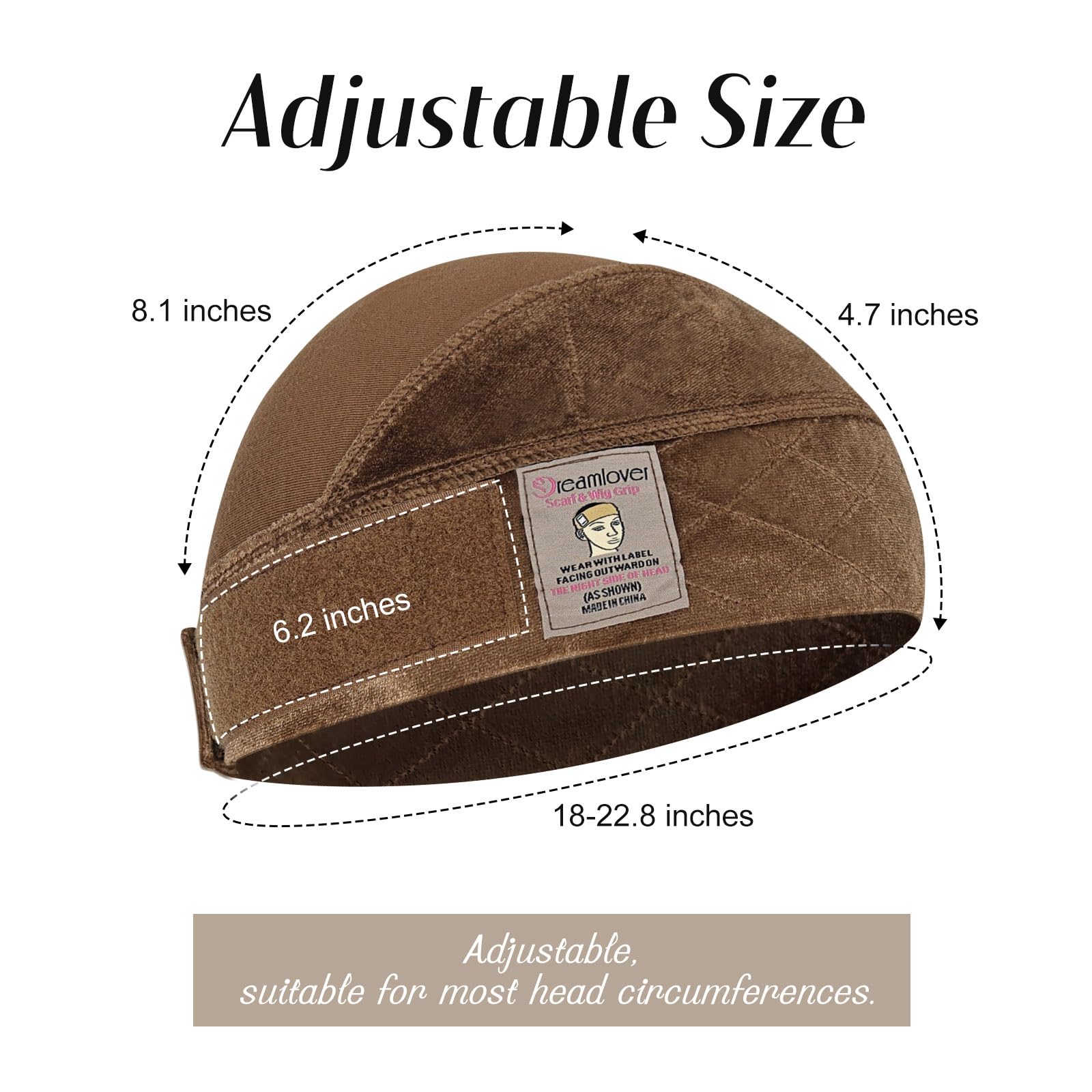 Dreamlover wide wig grip cap brown helps blend wig hairline when needed