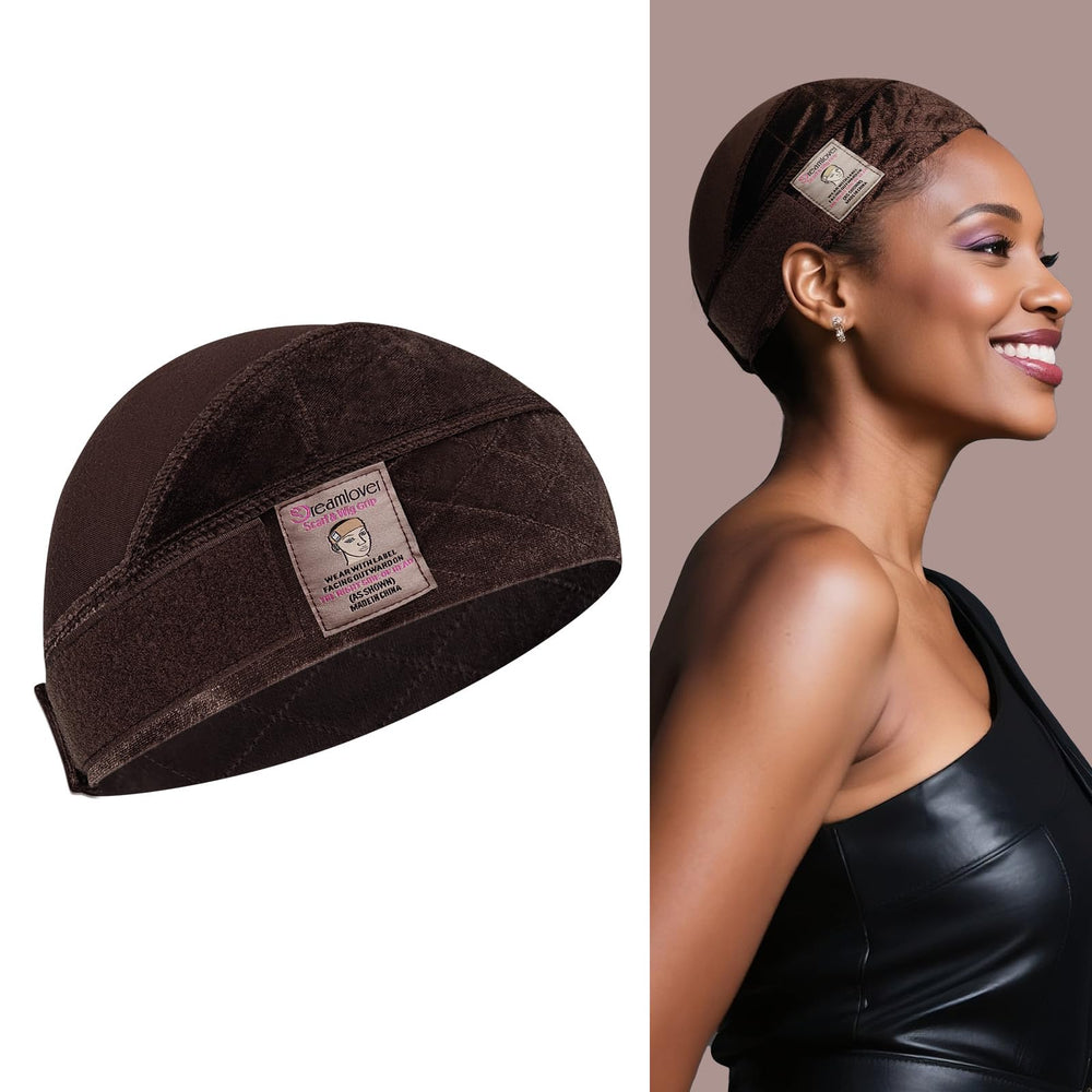 Dreamlover wide wig grip cap displaying broad band for secure glueless wig wear.