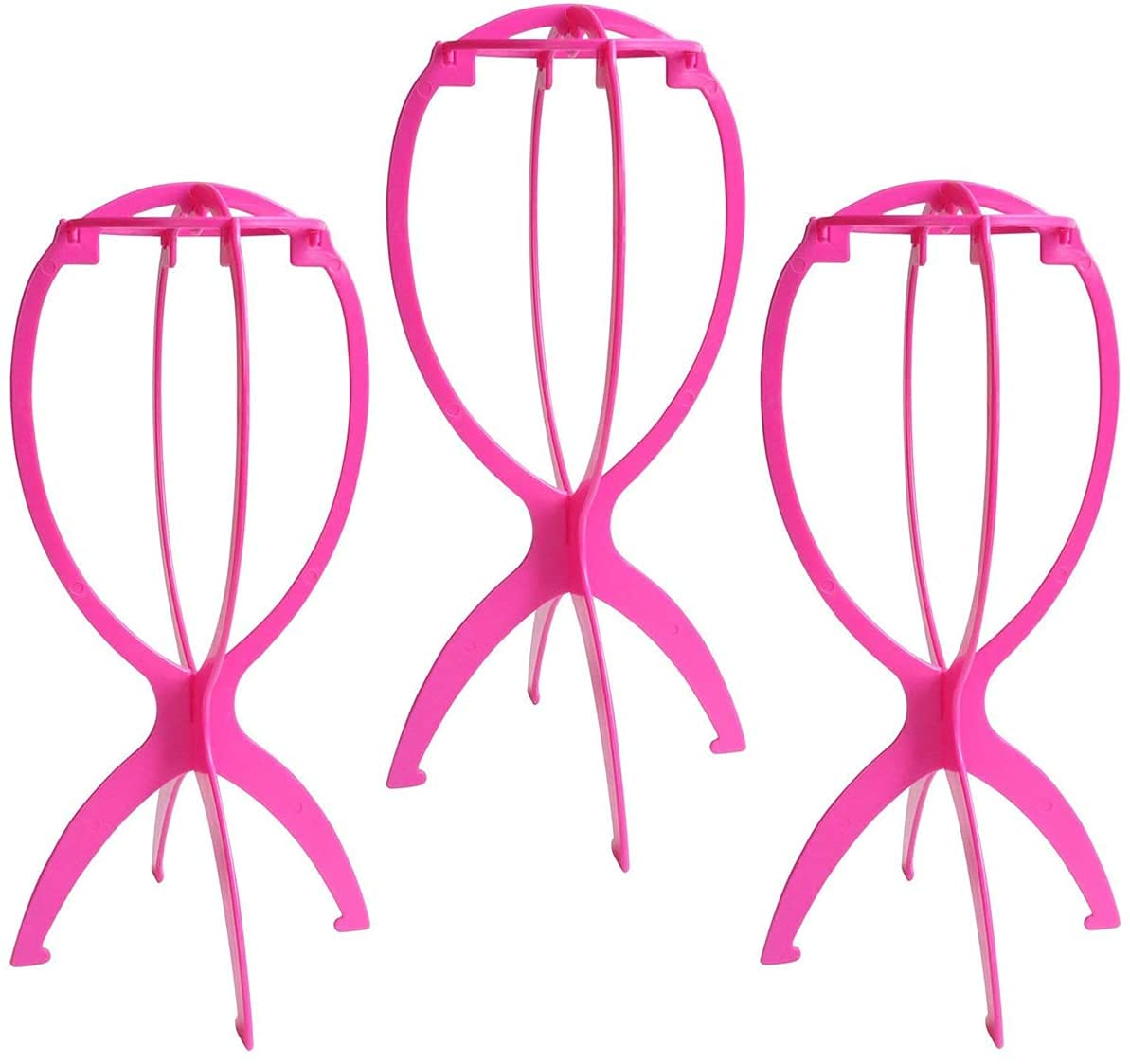 Dreamlover wig head stand hot pink 3-pack for organized wig storage.