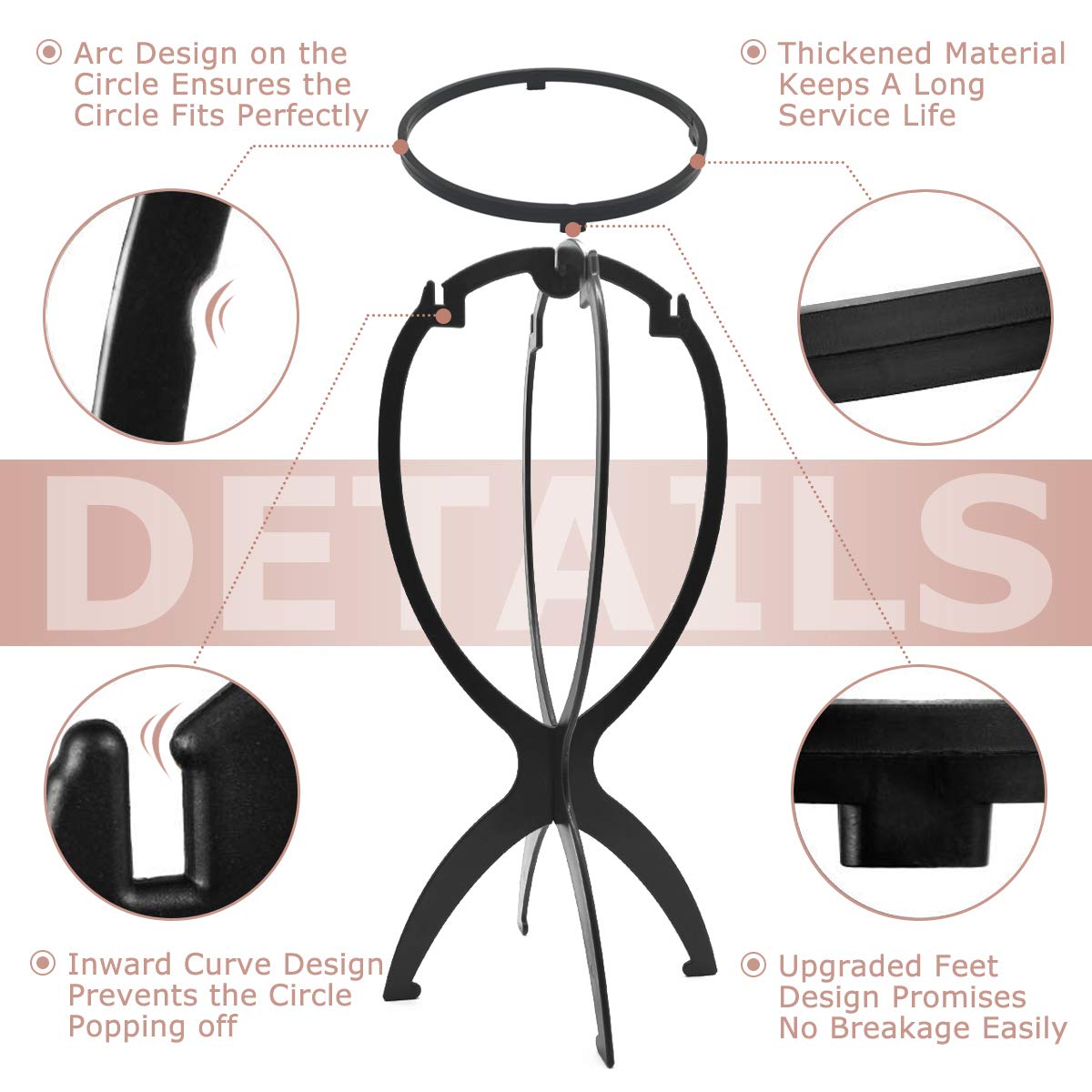 Dreamlover wig head stand in suitcase ideal for hotel or travel setups.