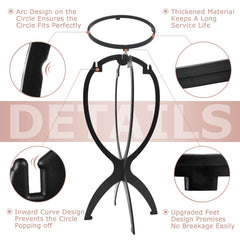Dreamlover wig head stand in suitcase ideal for hotel or travel setups.