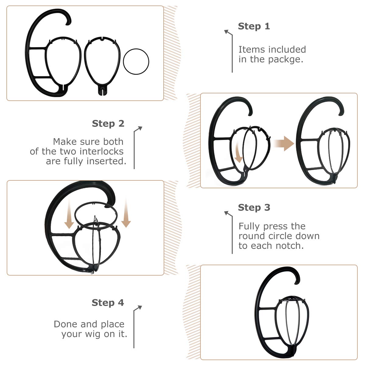 Dreamlover wig stand space-saving-design highlights counter-free organization for wigs.