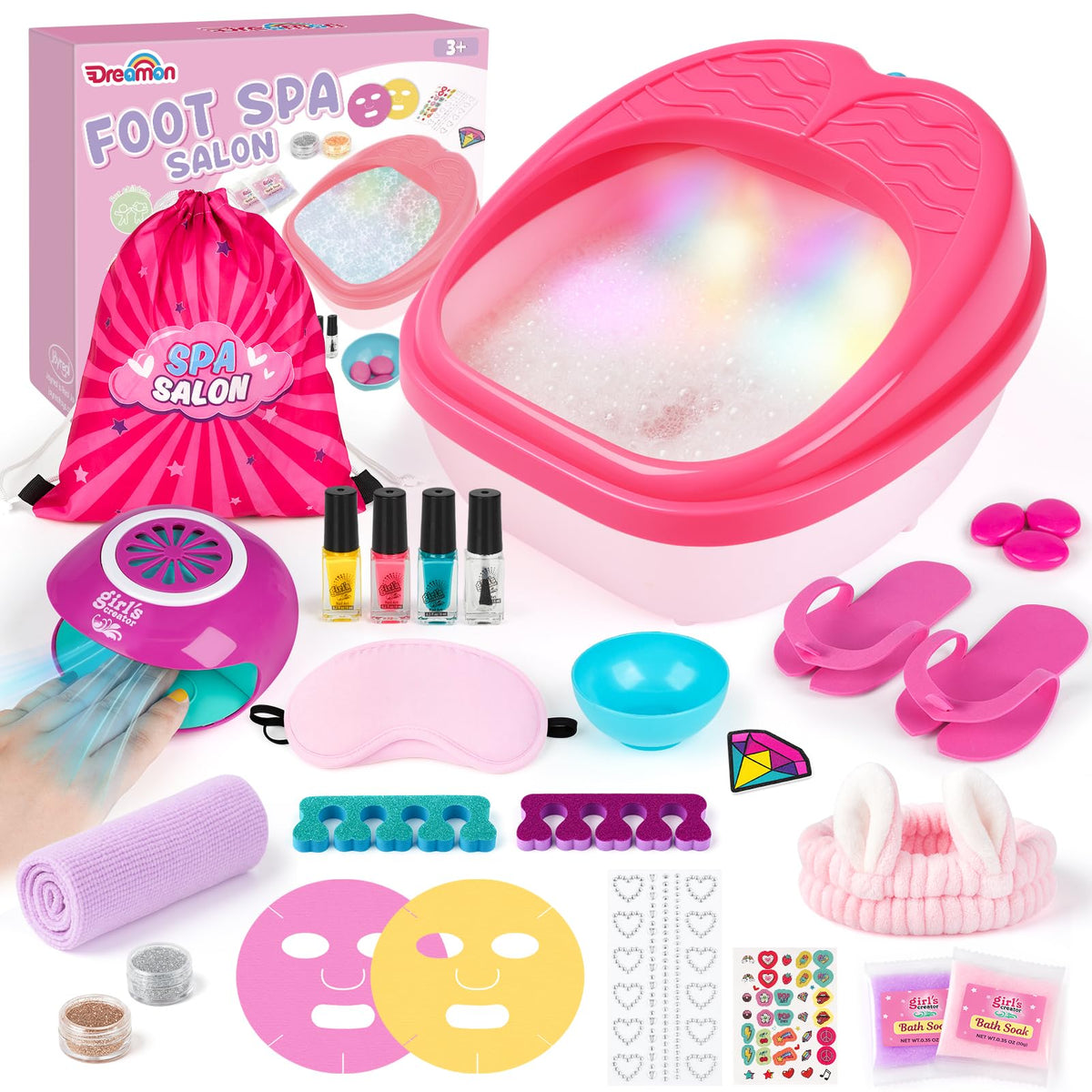 Dreamon Kids Foot Spa Tub with rainbow light for at-home relaxation