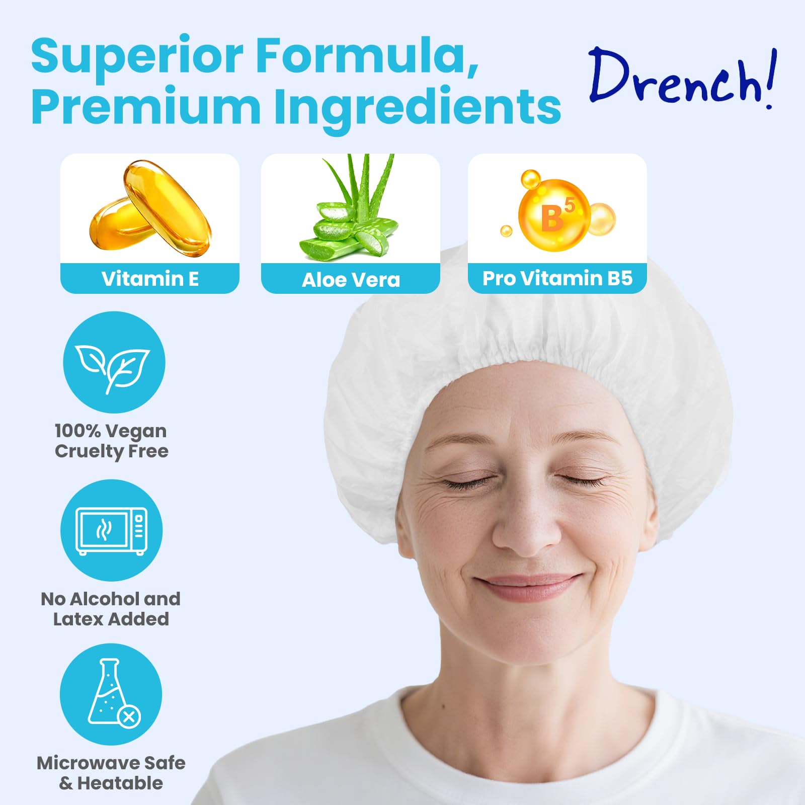 Drench Medical cap used cold for quick, waterless freshen