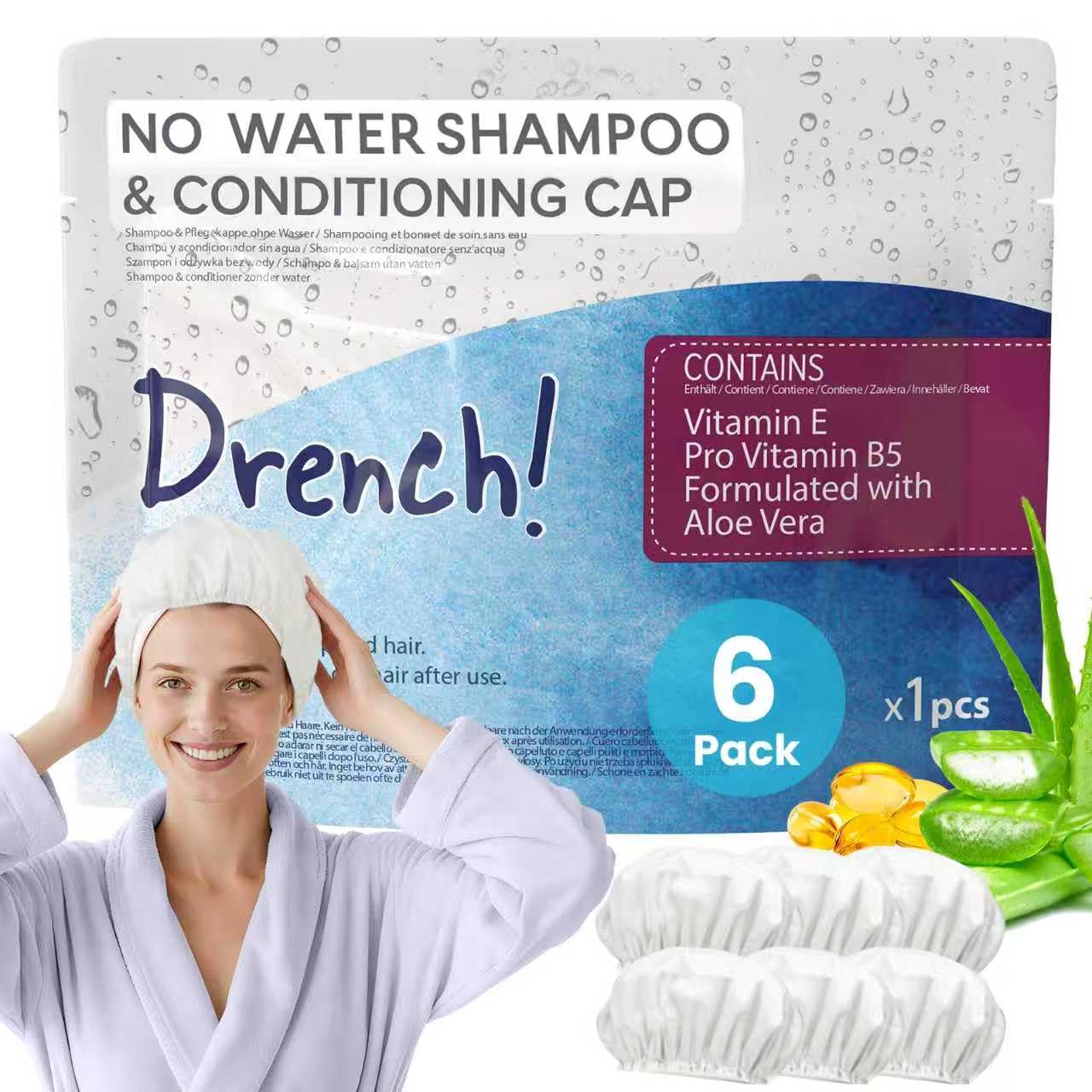 Drench Medical no-rinse cap packaging for easy bedside refresh