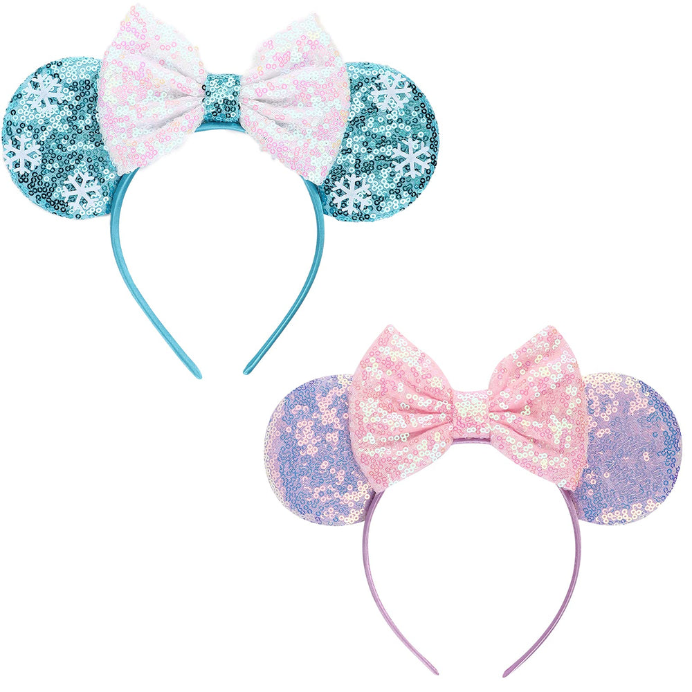 Diadema DRESHOW con orejas de ratón brillantes, ideal para fotos y fiestas.