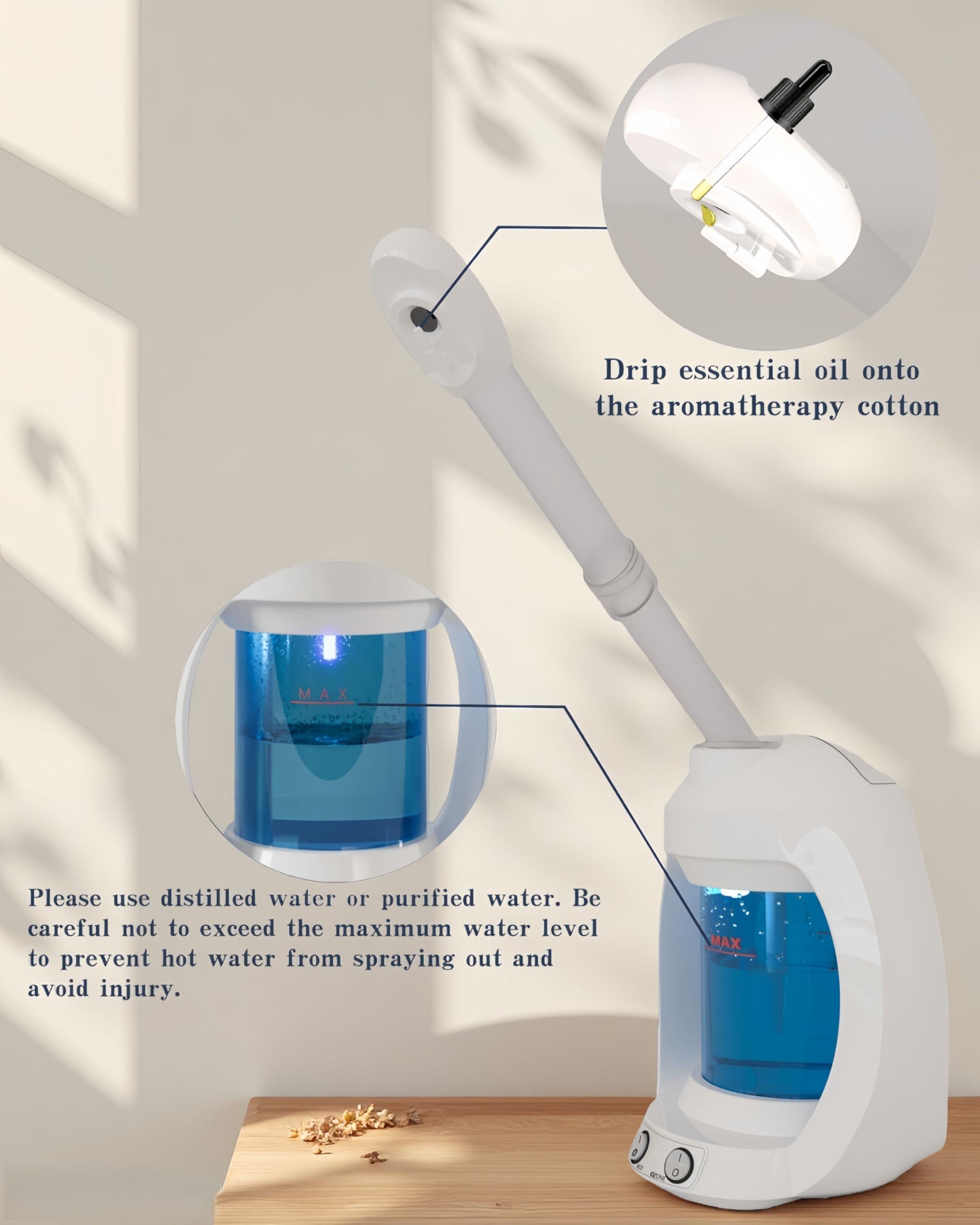 Dress Vous nano ionic steamer shows fine mist for better pore penetration.