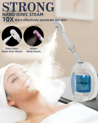 Dress Vous ozone-light facial steamer aids thorough cleansing and skin refresh.