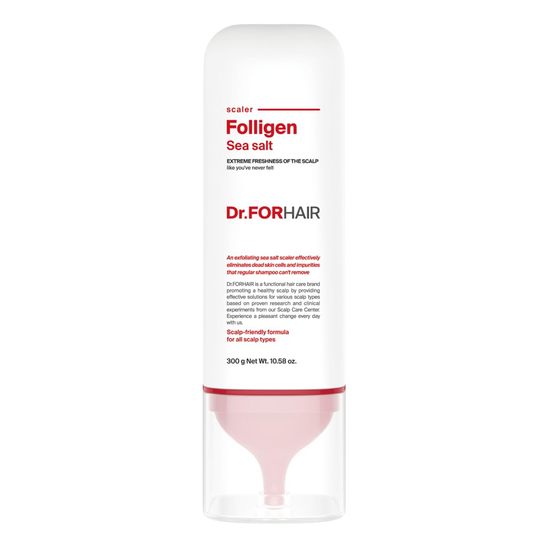 Dr.FORHAIR Folligen Sea Salt Scaler bottle demonstrates exfoliation for scalp renewal