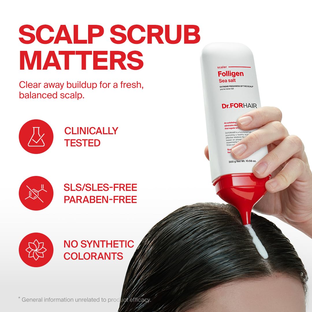 Dr.FORHAIR Folligen Sea Salt Scaler close-up shows mineral-rich texture