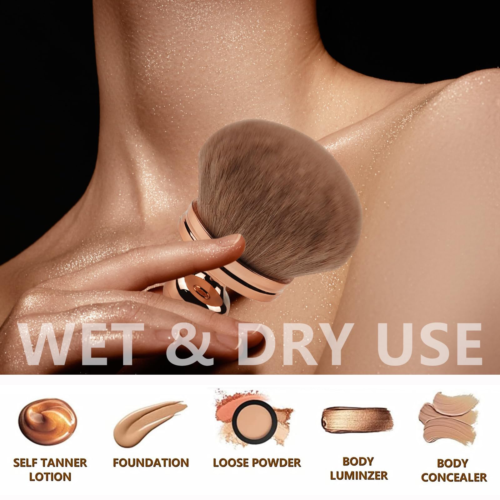 DRIPOO multi-use kabuki brush suitable for powder, liquid, and cream makeup.