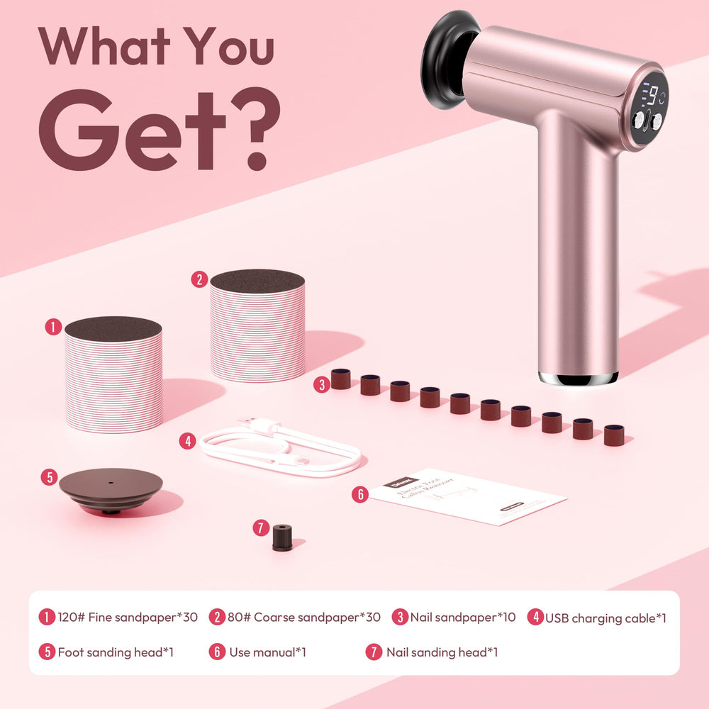 Drivox pink compact design—stylish foot care tool for home use.